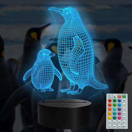 Colortown Penguin Night Light, Penguin Gifts with Remote Control, 16 RGB Colors, 4 Flashing Modes, Timer and Dimmable, Penguin Decor and Toys for Birthday Xmas Gifts for Room Decor Boys Girls