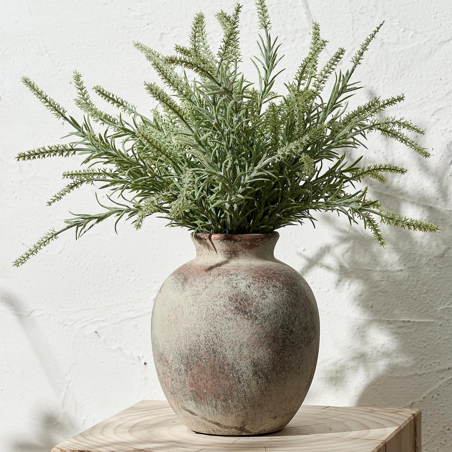 SIDUCAL Ceramic Decorative Flower Vase | 7.48 Inch Pottery Rustic Farmhouse Boho Vase for Home Decor, Table, Living Room, Bathroom, Coffee Desk, Shelf, Mantel Decoration, Wedding, Terra