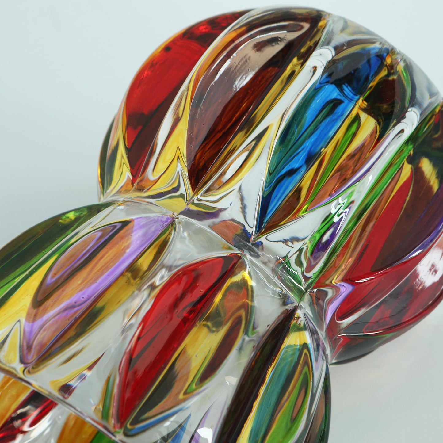 Hand Painted Gold Crystal Glass Vase 6.9 inch Tall (Hand Painted Colorful)