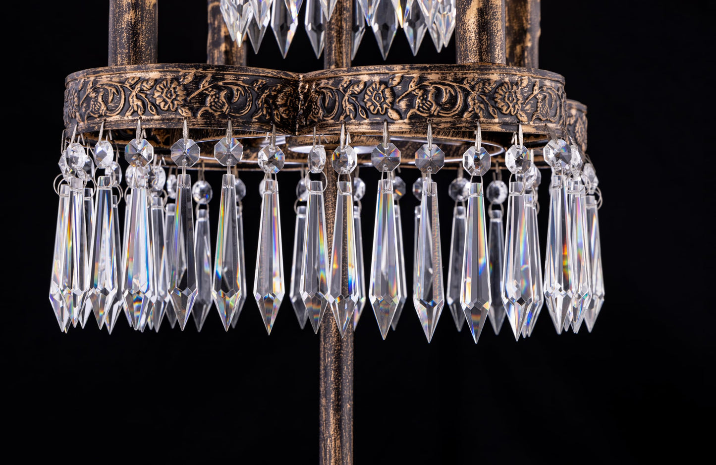 TOCHIC 26" Crystal Table Lamp for Living Room, 4 Lights Bedside Table Lamp Desk Lamps for Bedroom, Antique Bronze Night Stands Lamps for Foyer, Entryway, Staircase, Home Office, Kids Room