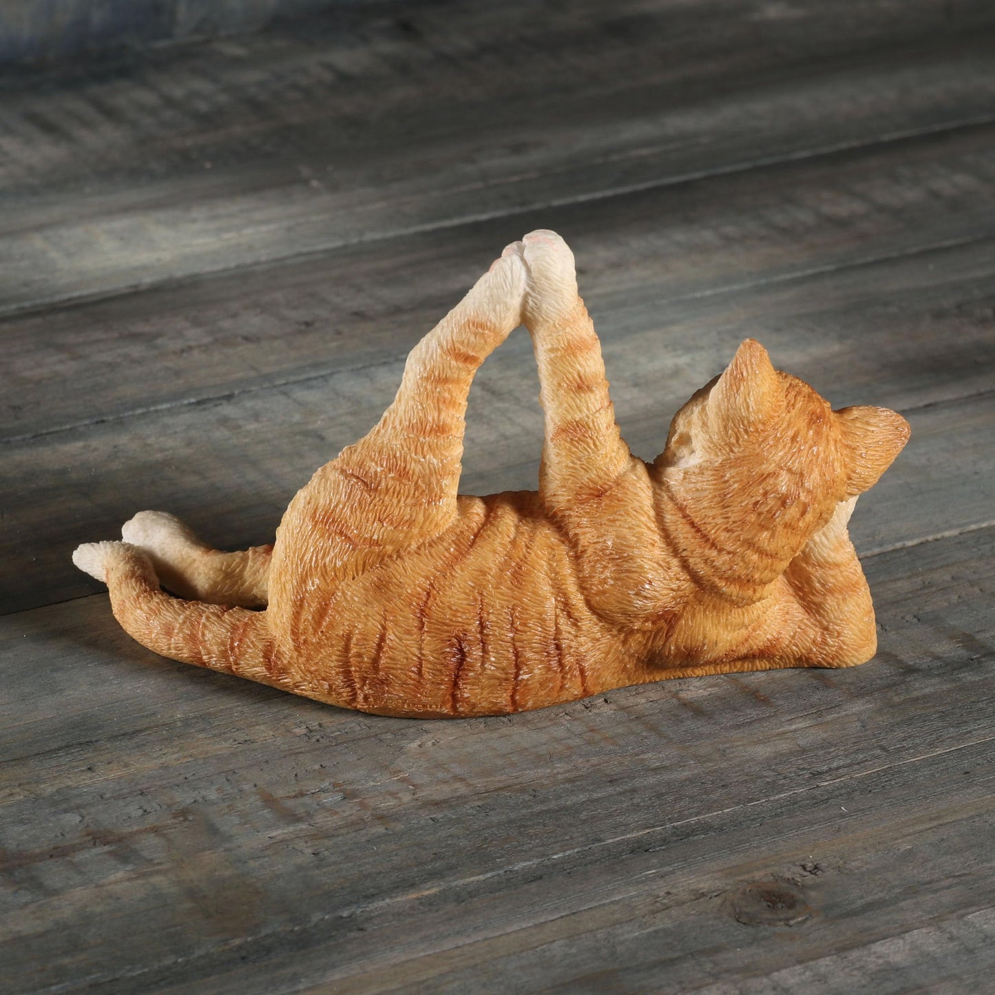 Veronese Design 2 3/4 Inch Orange Tabby Yoga Cat Sleeping Vishnu Pose Resin Animal Figurine
