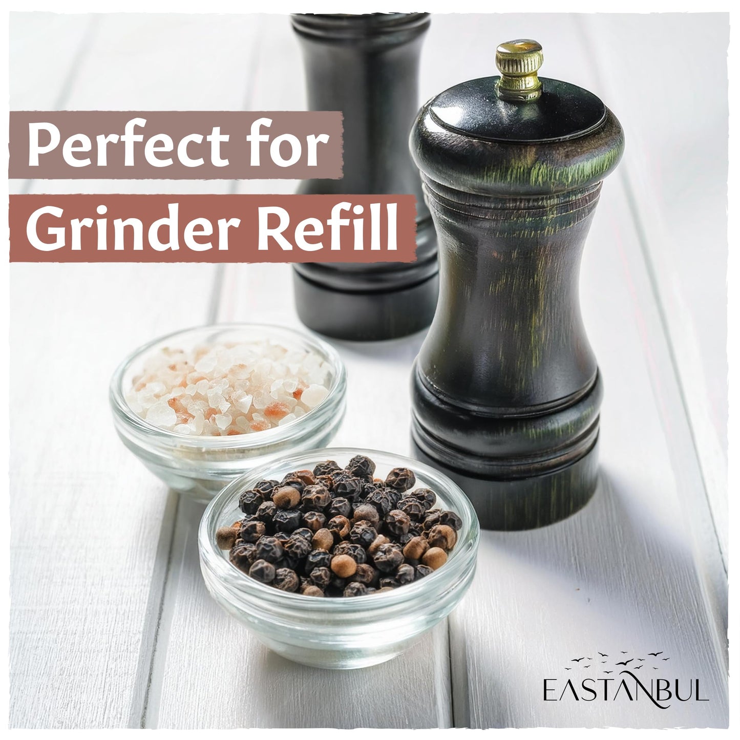 Eastanbul Salt and Pepper for Grinder Refill, Refill Pack, Gift Box, 18.3oz