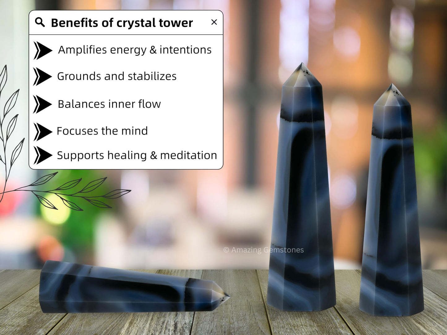 Amazing Gemstone Dendrite Agate Crystal Towers - Natural Healing Crystal Point Obelisk for Reiki Healing and Crystal Grid (2" to 3" INCH)