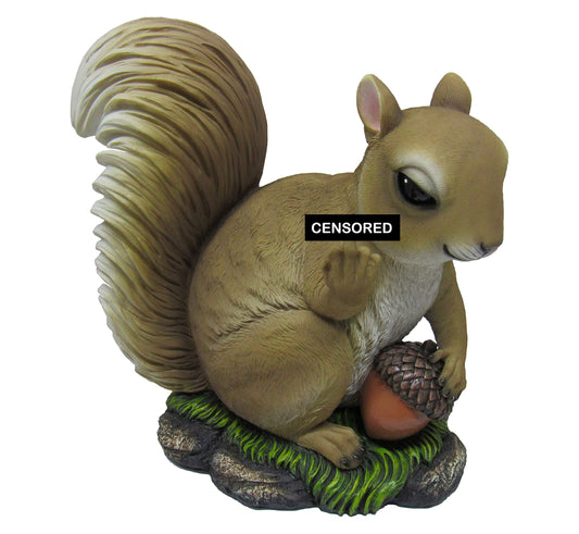DWK - Nutty Welcome - Adorable Offensive Squirrel with Acorn Flipping The Bird Statue, Middle Finger Indoor Outdoor Statue and Fall Decor Sculpture Accent for Home Garden and Patio Decor