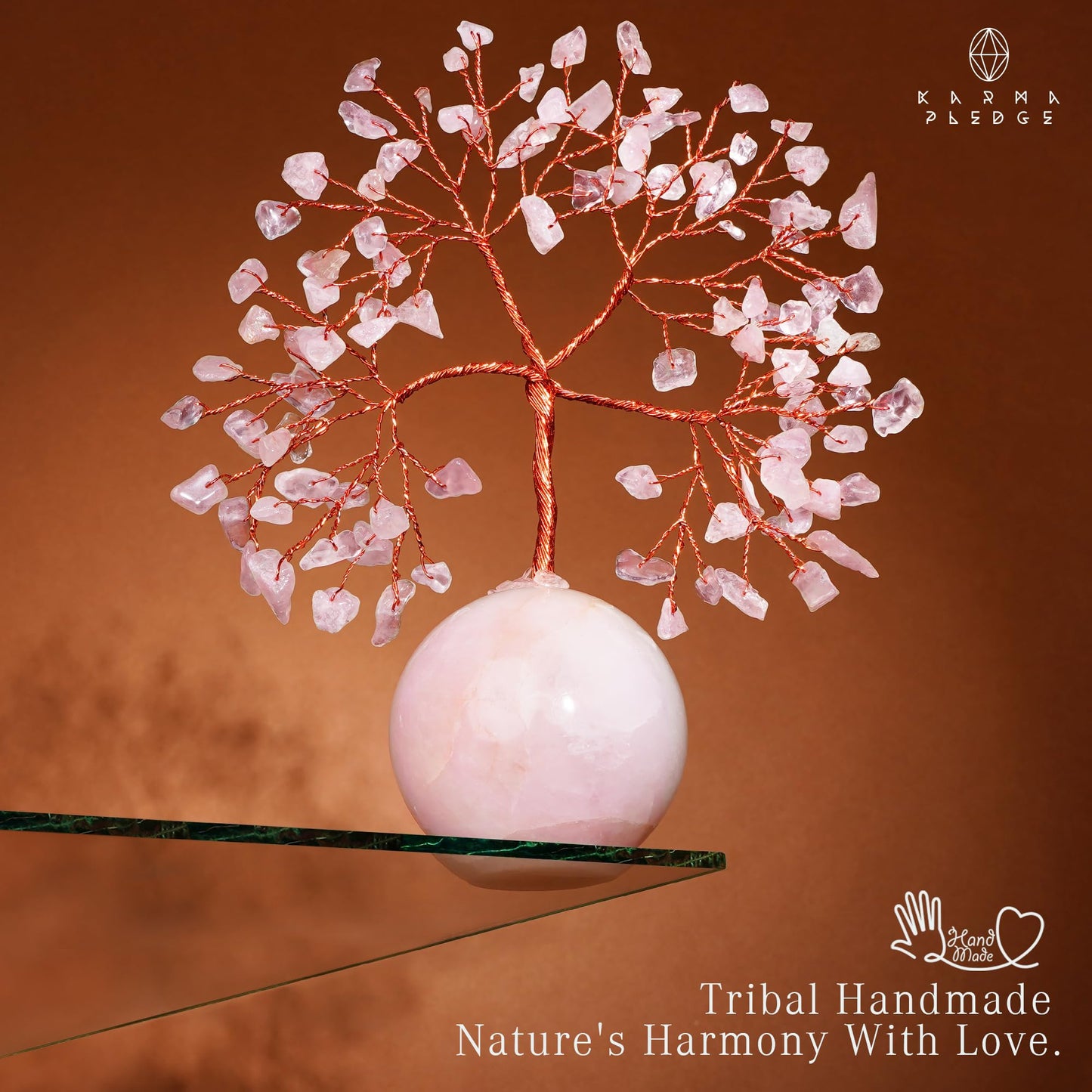 Rose Quartz Crystal Tree of Life Birthday Gifts for Women, Handmade Home Decor, Office, Room Decoration, Reiki Healing Crystal Chakra Tree for Money, Positivity, Good Luck Gifts for Her, Mom & Dad