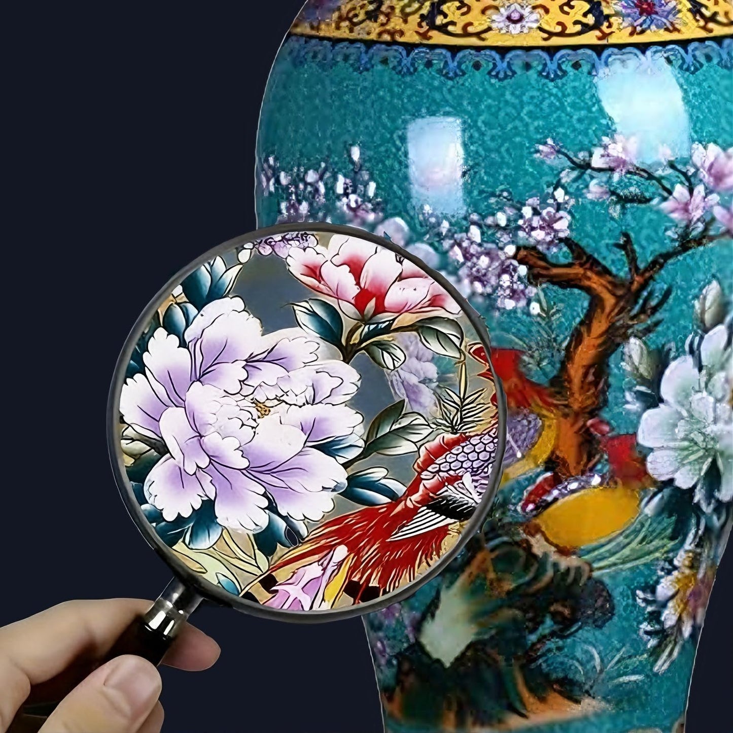14” Jingdezhen Large Fishtail Ceramic Vase Golden Handmade Home Decorative Vase, Modern Luxury Accent for Living Room, Wedding, or Gift. Elegant Floral Arrangement Centerpiece. (Green)