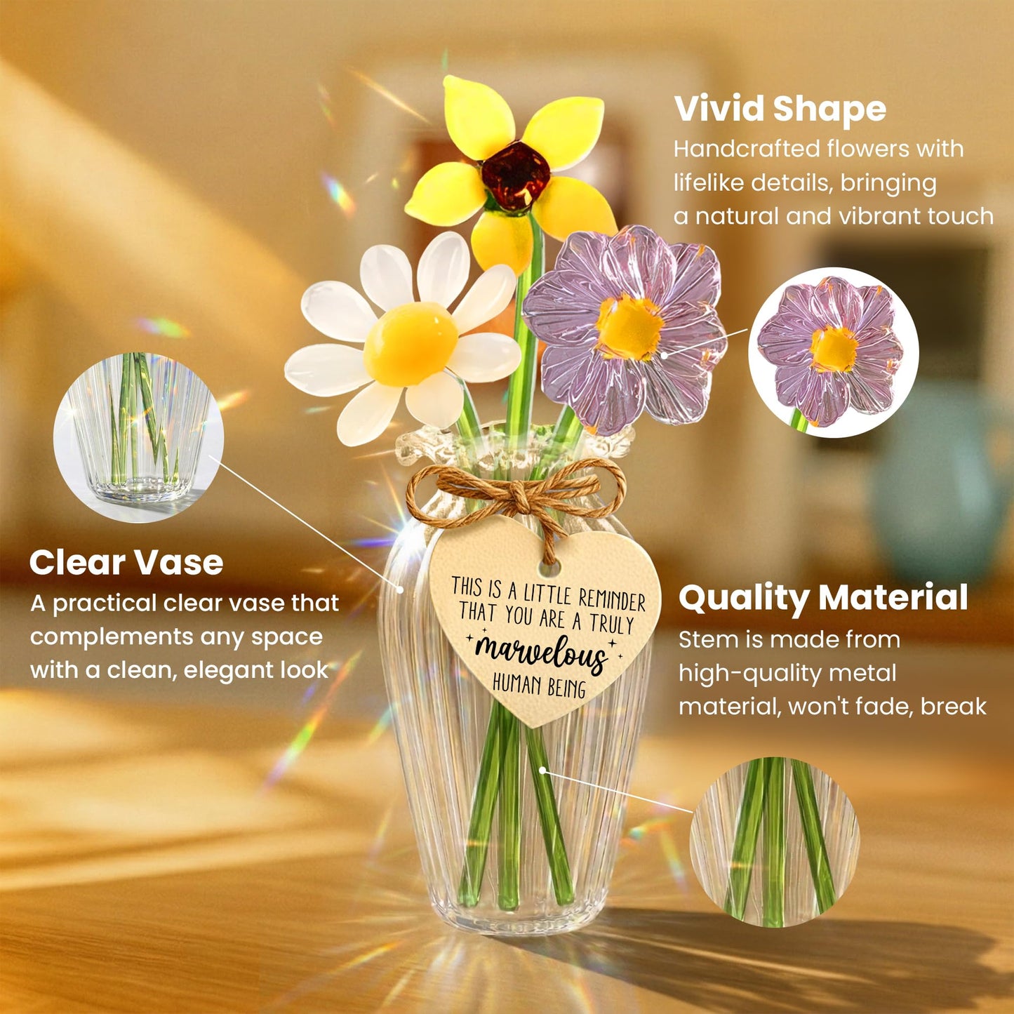 GOSSBY Crystal Glass Flower Figurine - Little Reminders