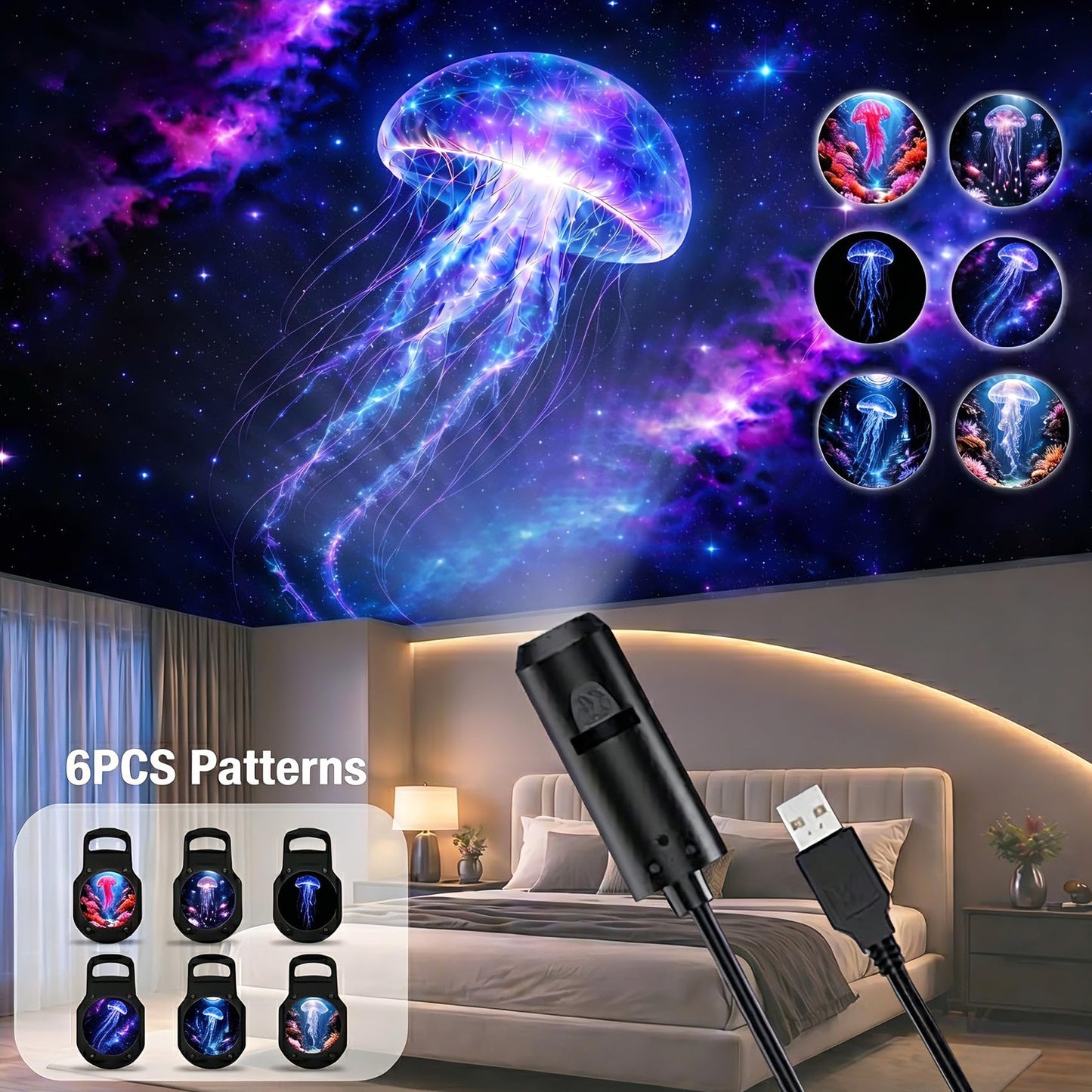 TnLnYn Seahorse Projector Night Light 2-in-1 USB Mini LED Projection