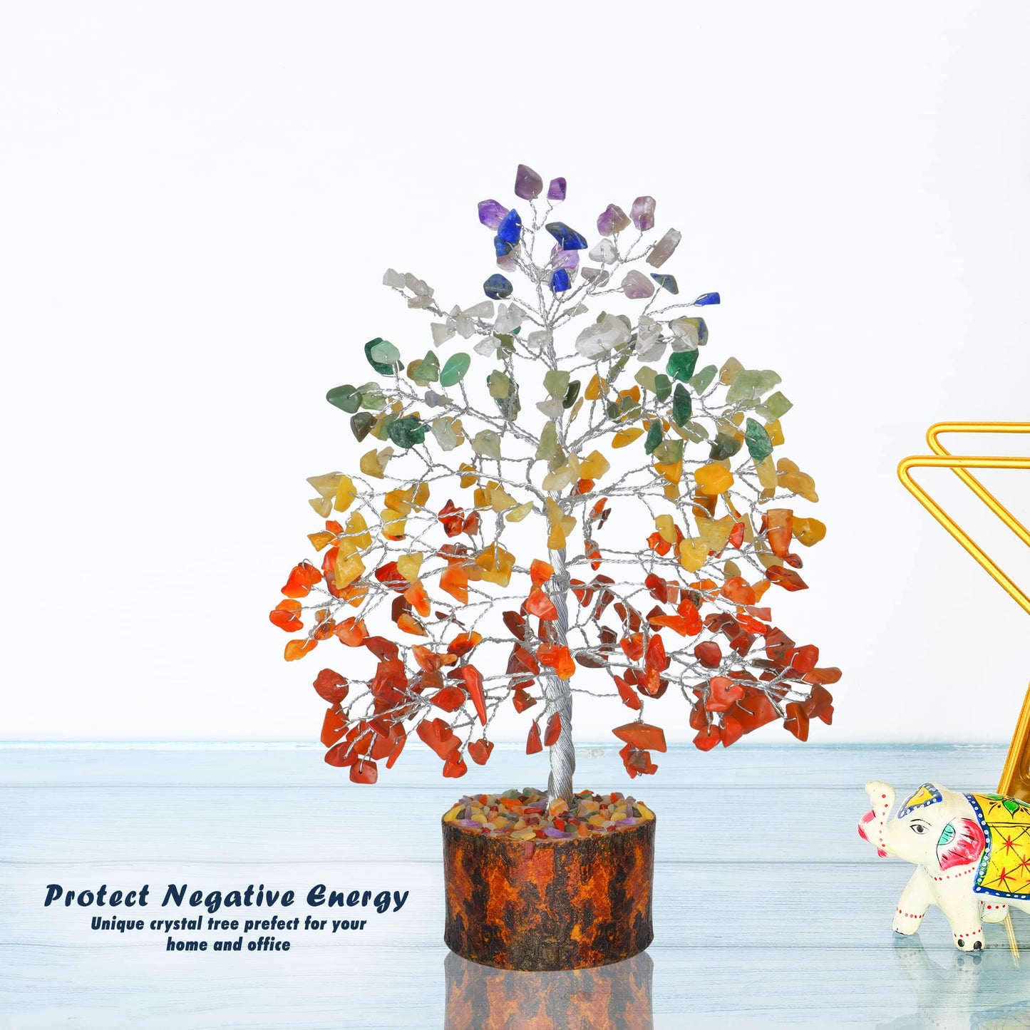 Chakra Tree - Crystal Tree for Positive Energy - Charkas Crystals - Spiritual Decor - Chakra Tree of Life Decor - Spiritual Things - Chakra Stones - Feng Shui Crystals and Stones