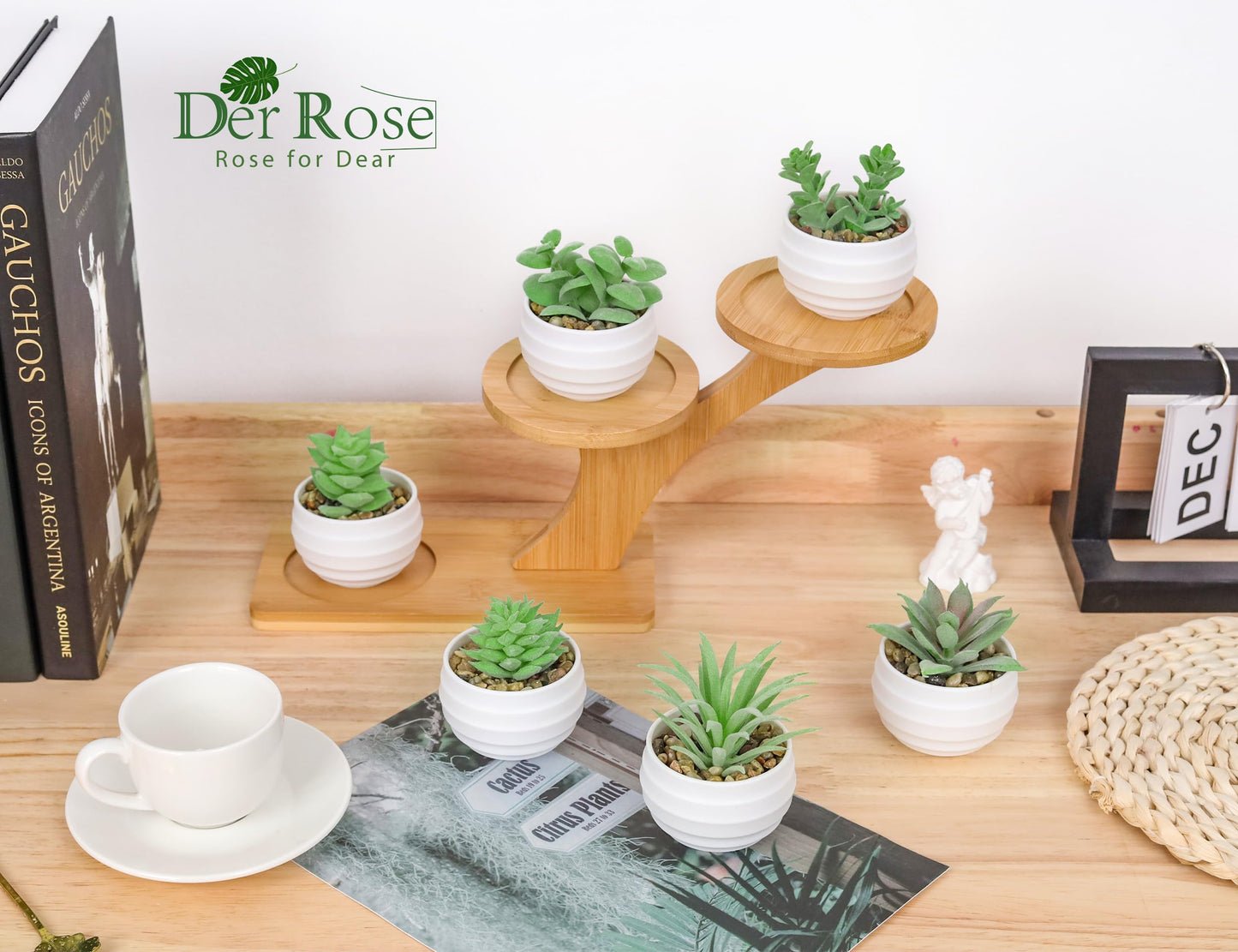 Der Rose Bundle of 6 Pack Fake Plants and 1 Pack Fake Hanging Plants for Room Home Office Farmhouse Bathroom Decor