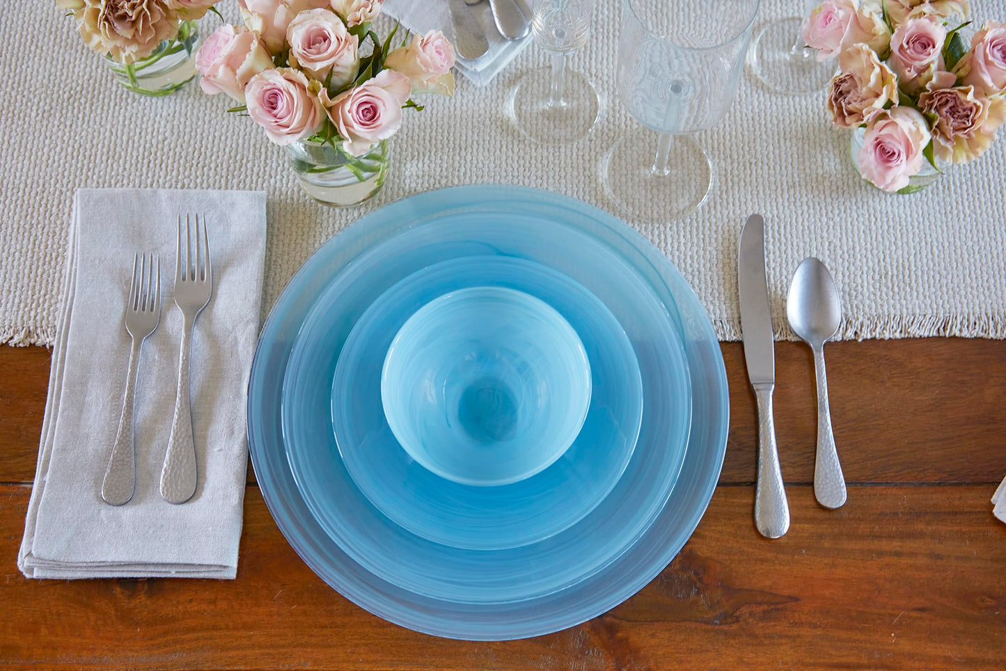 MARIPOSA ALABASTER AQUA INDIVIDUAL BOWL SET| AQUA | ALABASTER | TABLEWARE | BOWLS | GLASS | HANDMADE IN TURKEY