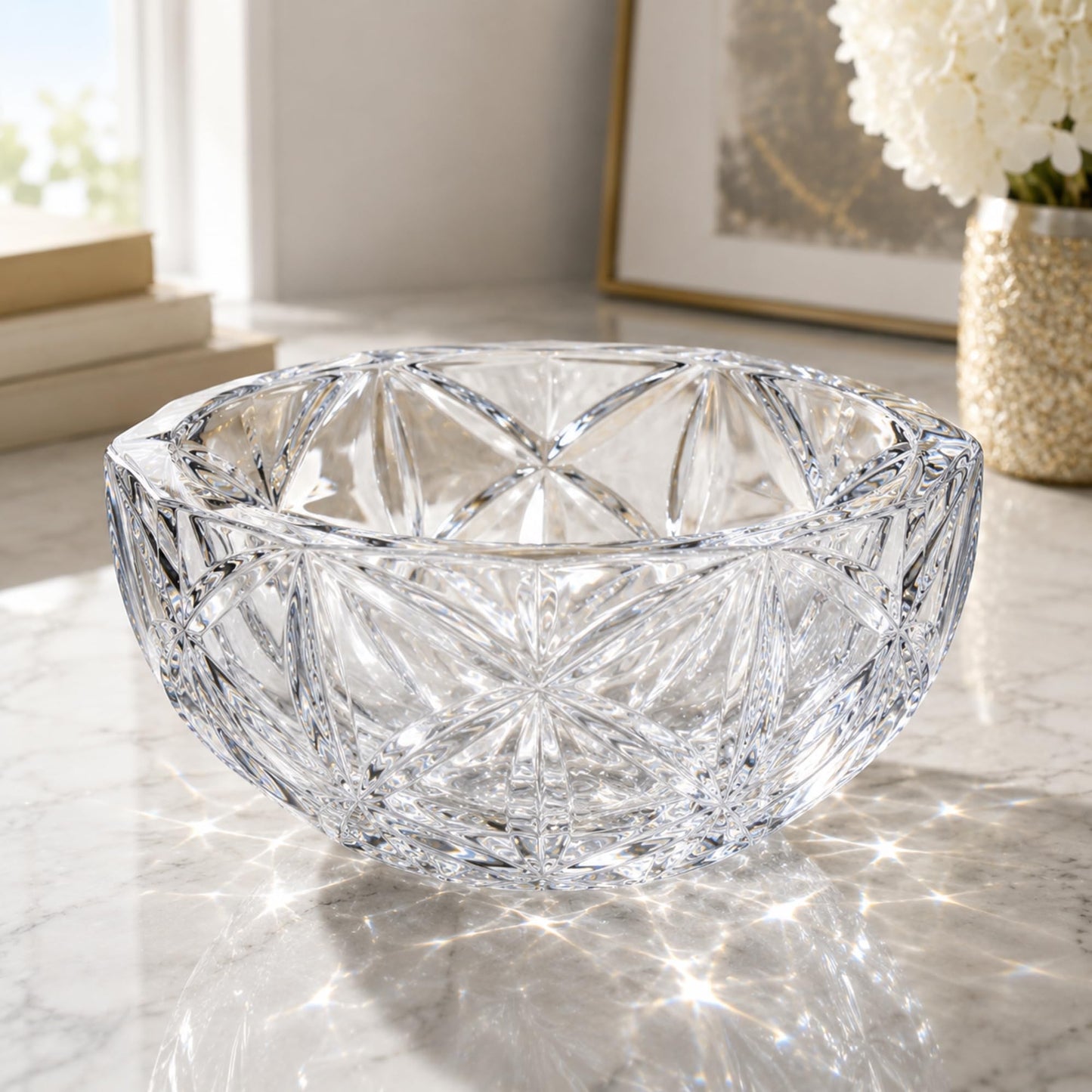Yiyiring Decorative Crystal Bowl 8.6'' Hand-painted Polished Decorative Bowl Glass Fruit Bowls Crystal Key Bowls Modern for Counter Home Decoration Table Centerpiece Kitchen Dining Room