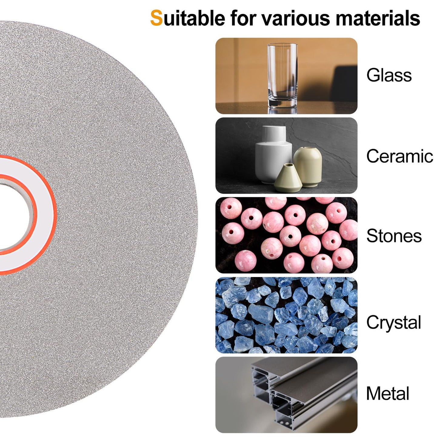 HARFINGTON Diamond Flat Lap Disc Set 4" x 5/8" Arbor 80/120/240/320/600 Grit Abrasive Wheel Lapping for Grinding Sanding Ceramics, Glass, Stones