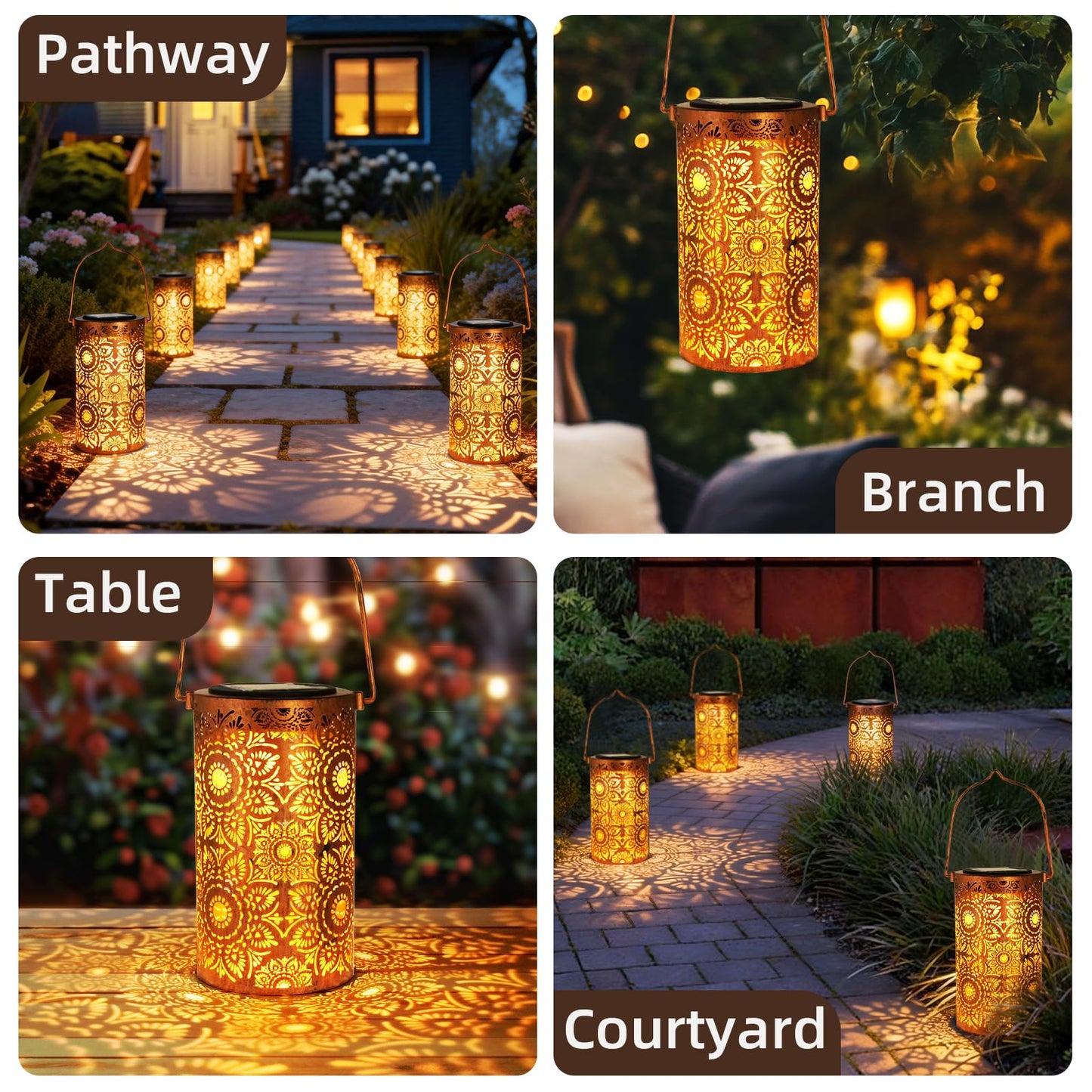DIBIEECN Birthday Gifts for Women Mom Grandma Wife, Solar Lanterns Outdoor Waterproof, Metal Hanging Lights Garden Decor, LED Decorative Lantern for Patio Porch Backyard, Sunflower, 1 Pack