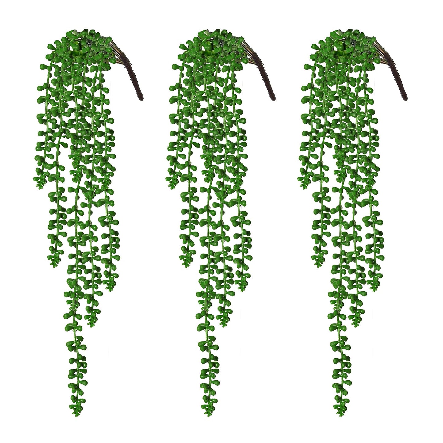 RECUTMS Artificial Succulents Hanging Plants 3pcs Fake Hanging Plants String of Pearls Faux Greenery Wall Plant Spring Summer Indoor Outdoor Home Garden Bookshelf Office Wedding Graduation Party Decor
