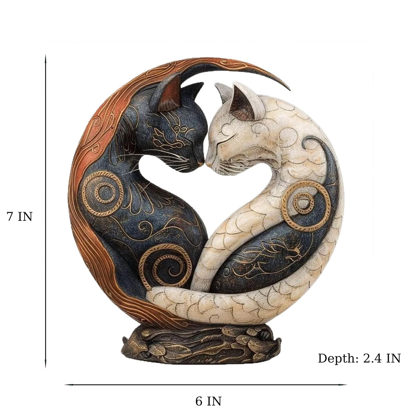 JNMYHM Black and White Cat Yin Yang Art Desk Decors for Home Office Decoration, Unique Resin Statue Desktop Decoration, Gifts for Women Men Cats Lover