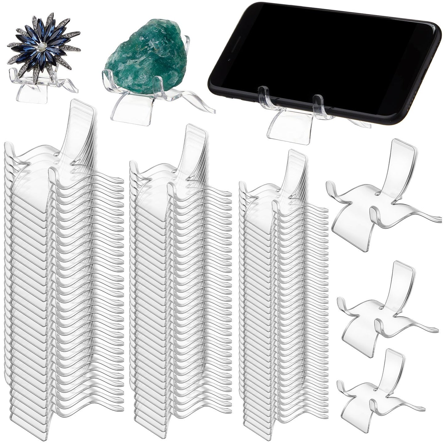 Qunclay Rock Display Stand 3 Sizes Crystal Stands for Display Sphere Acrylic Crystal Holder for Stones Rock Geodes Mineral Agate Coral Gemstone Small Collectibles(72 Pcs)
