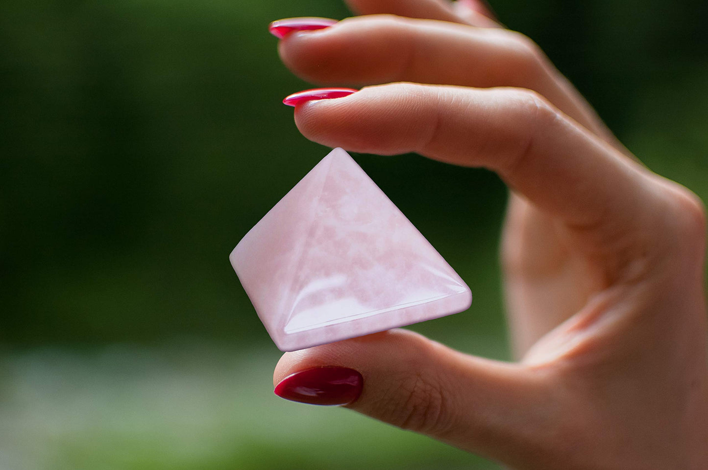Crystal Pyramid of Natural Rose Quartz Chakra Healing Stone, 1.5 inch