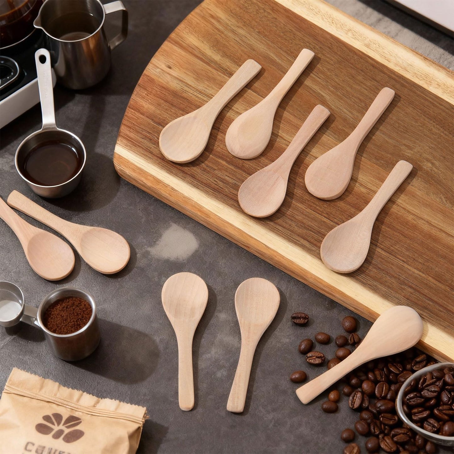 Boao 24 Pcs Small Wooden Spoons, 3.5'' L, Mini Wood Natural Tiny Spoons Wooden Little Teaspoons for Jars Sugar Creamer Honey Spices Salt Kitchen Supplies (Light Wood)
