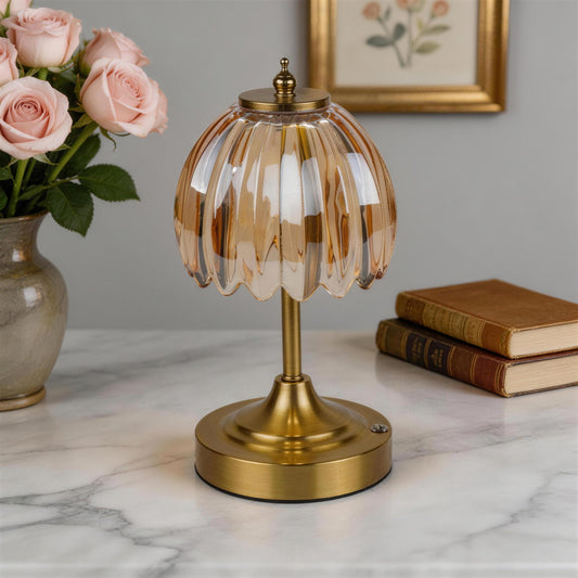 LCZXUXU Upgrade Mini Tulip Cordless Table Lamp, 5200mAh Rechargeable Battery Operated Lamp with Touch Control, 3 Color Temps & Dimmable Lighting for Bedroom/Desk/Kitchen/Bookshelf, Home Décor-Amber