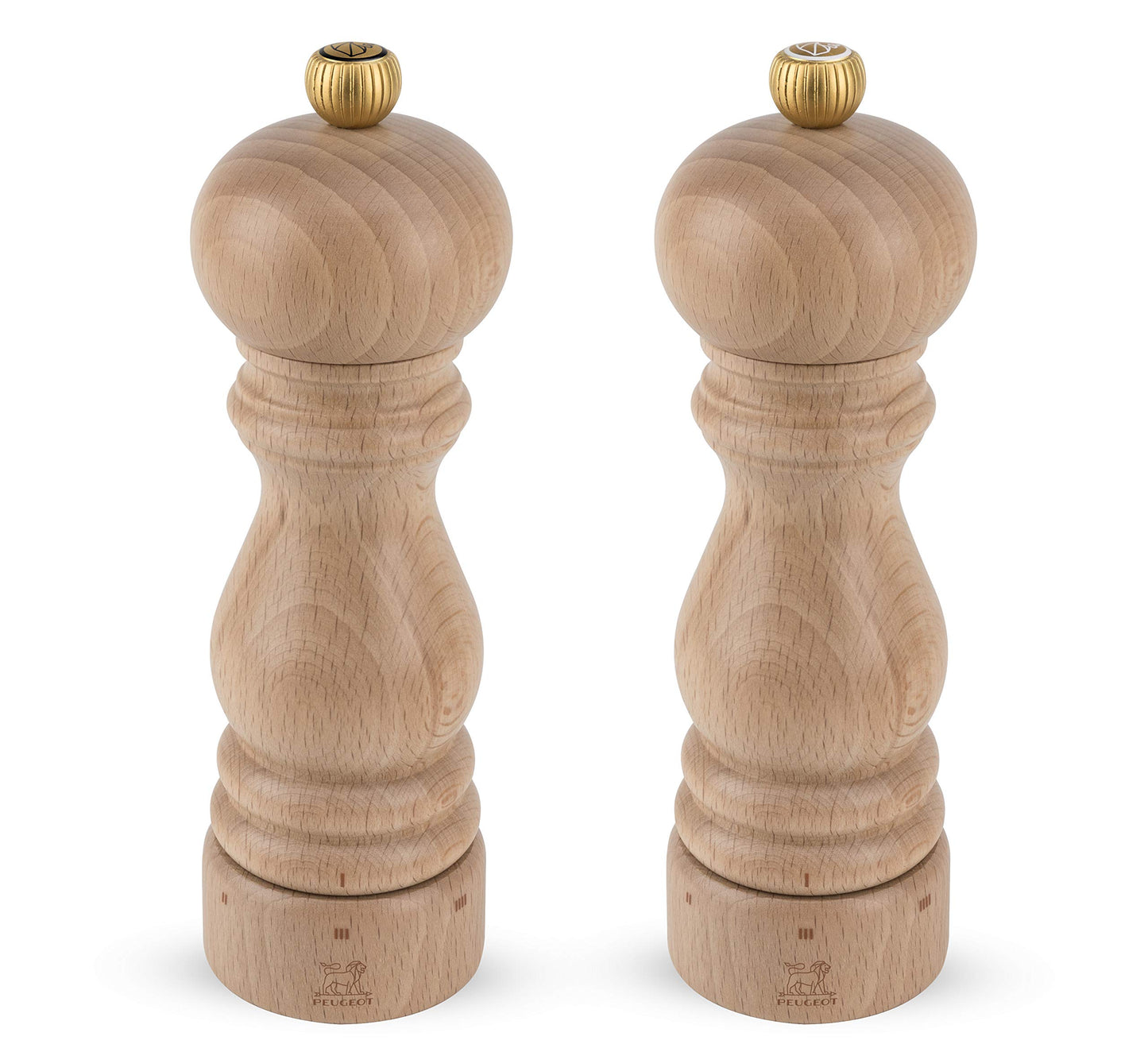 PEUGEOT - Paris u'Select 18 cm- 7 in. Pepper and Salt Mill Set - 6 Predefined Grind Settings - Powdered Salt Innovation, Zirlion Mechanism - PEFC-Certified Wood - Made in France - Natural Finish