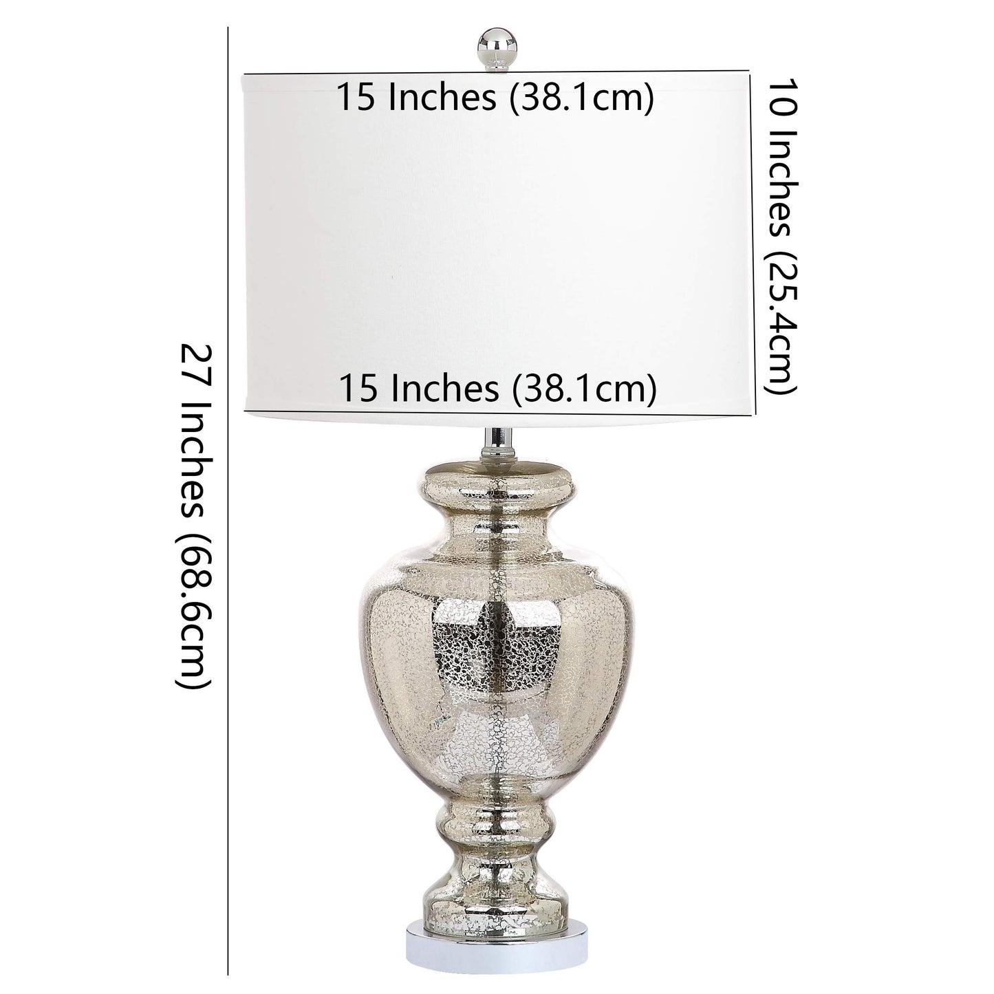 SAFAVIEH Lighting Collection Morocco Mercury Silver Crackle Glass 28-inch Bedroom Living Room Home Office Desk Nightstand Table Lamp (LED Bulbs Included)