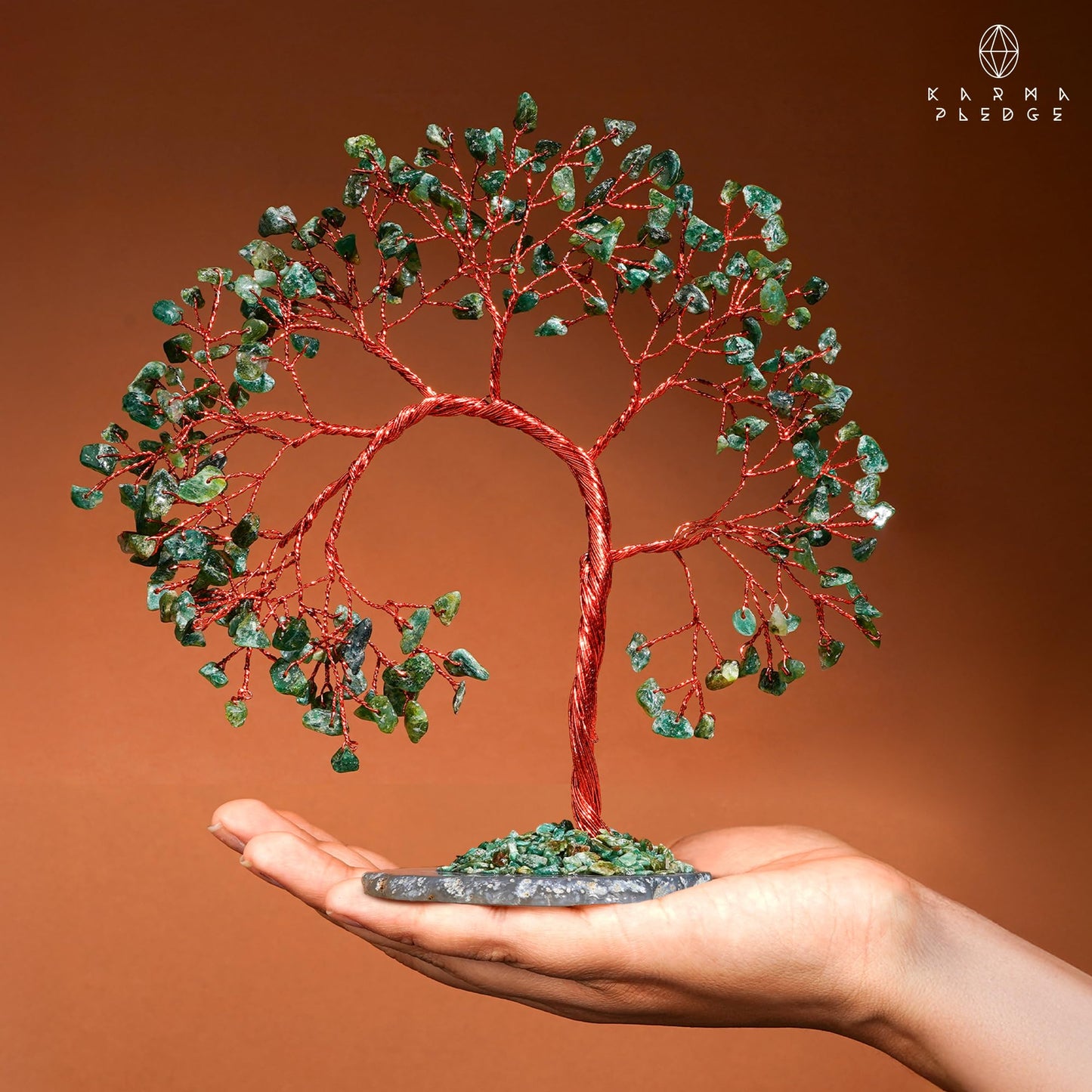 Green Aventurine Crystal Tree of Life, 7 Chakra Healing Crystals Trees, Handcrafted Money Bonsai Tree, Feng Shui Decor, Home and Office Desk Decoration for Positive Energy & Wealth, Spiritual Gifts