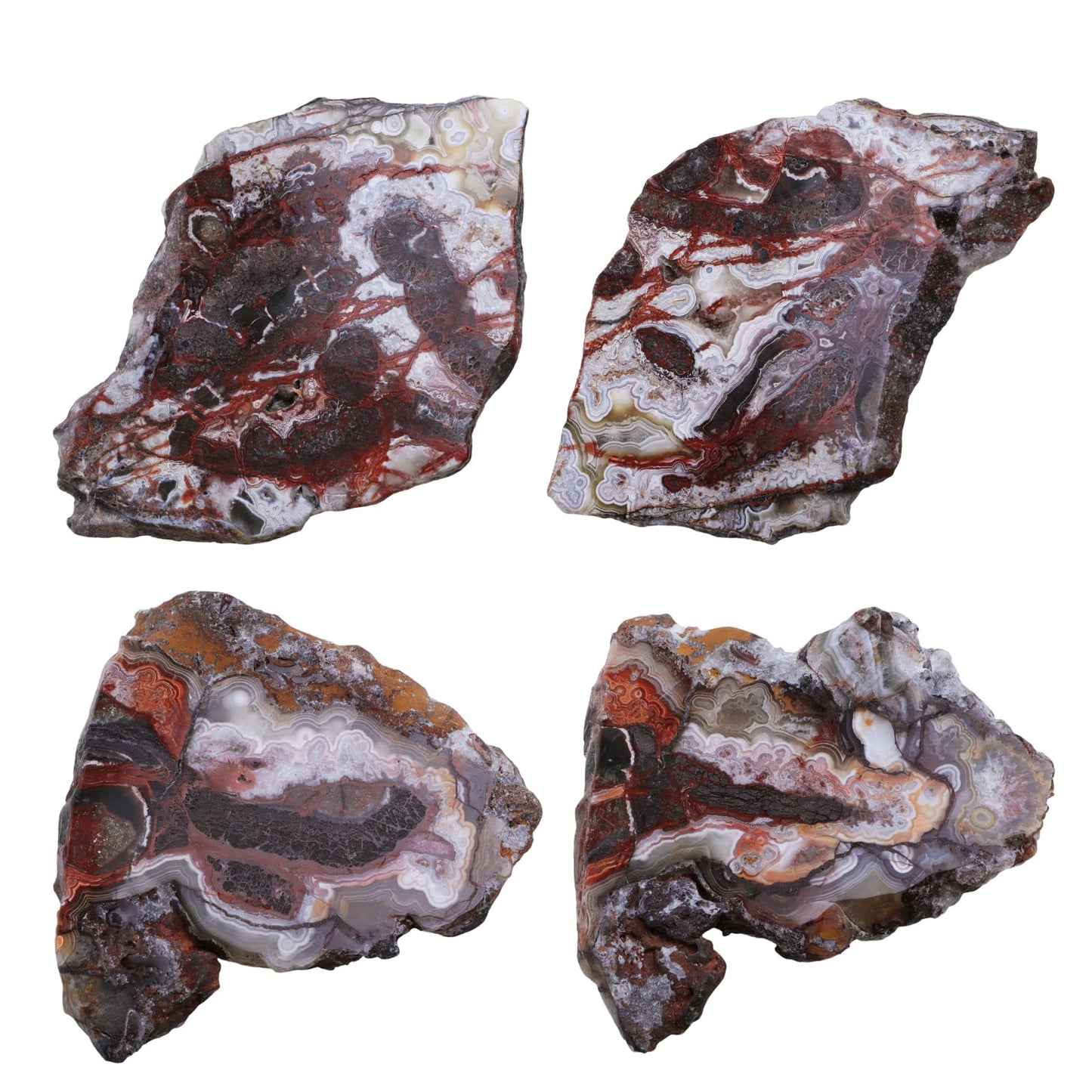 Rockcloud Natural Mexican Agate Slab with Wooden Stand, Irregular Agate Slice Specimen for Home Office Table Display, 0.22-0.44 lb