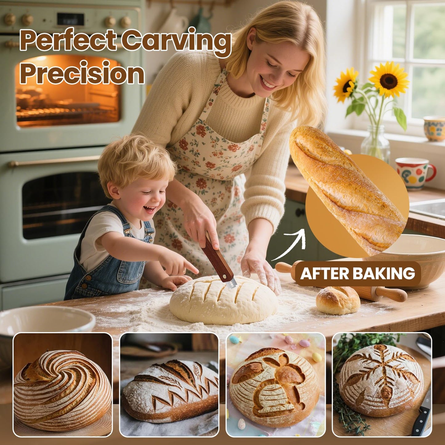 Drcomtruing Wooden Bread Lame Dough Scoring Tool, Handcrafted Bread Scoring Tool for Sourdough Bread Baking, Upgraded Sourdough Scoring Tool With Screw Lock & 10 Razor Blades(Reddish Brown)