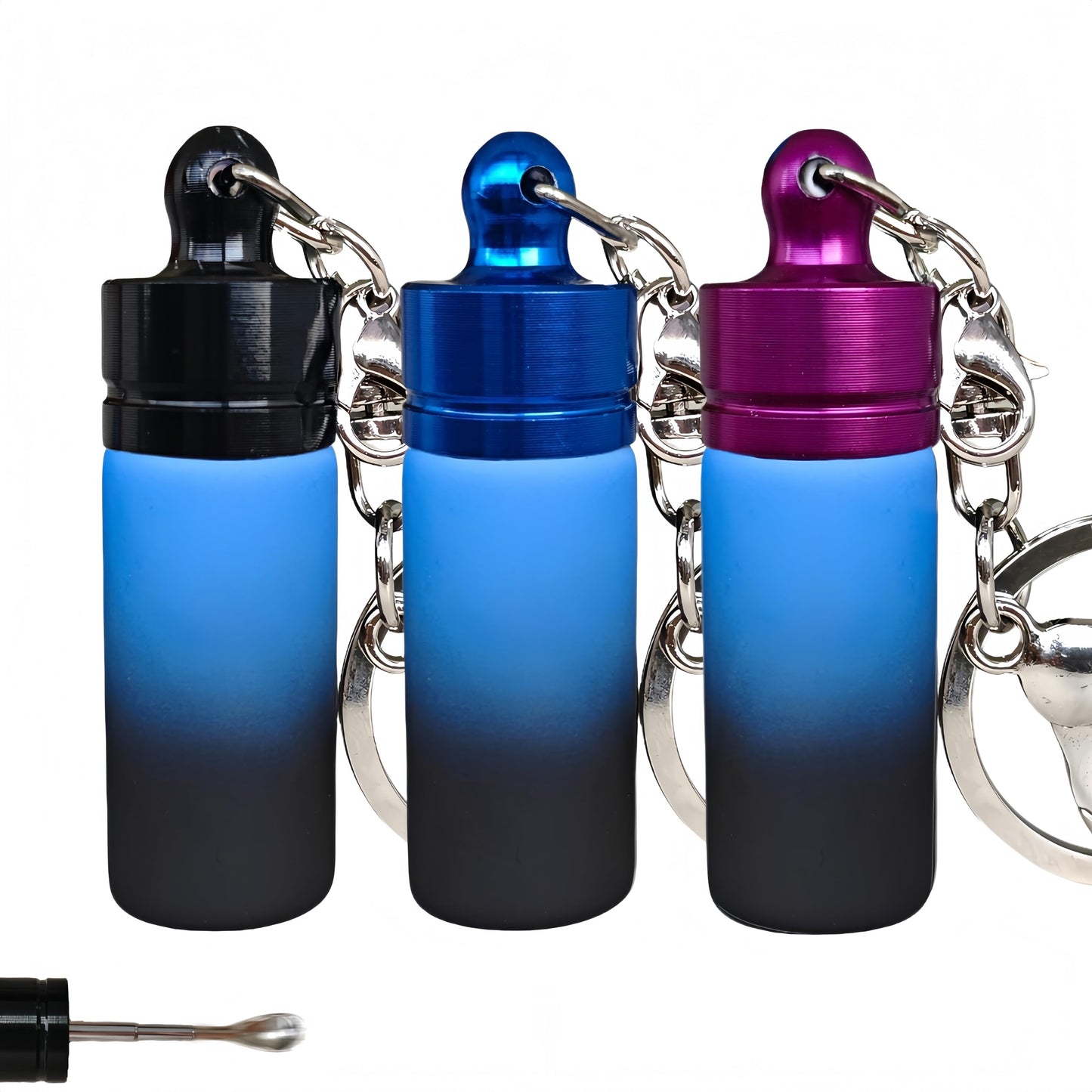 FLOATFARE 3-Pack Mini Glass Storage Box, Waterproof Keychain Container, Compact Portable Travel Food Storage Case for Spices, Condiments- Leak-proof