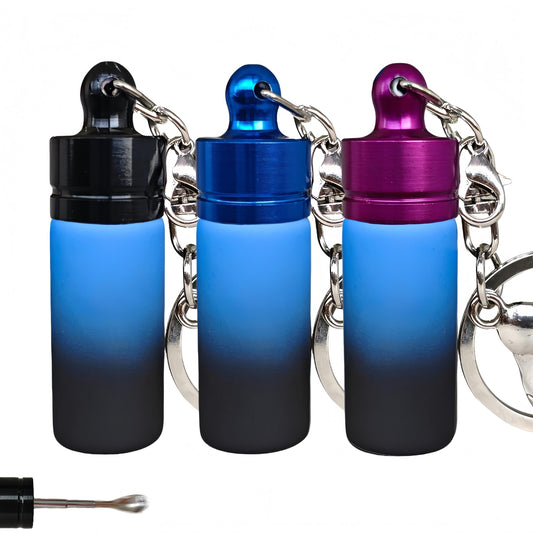 FLOATFARE 3-Pack Mini Glass Storage Box, Waterproof Keychain Container, Compact Portable Travel Food Storage Case for Spices, Condiments- Leak-proof