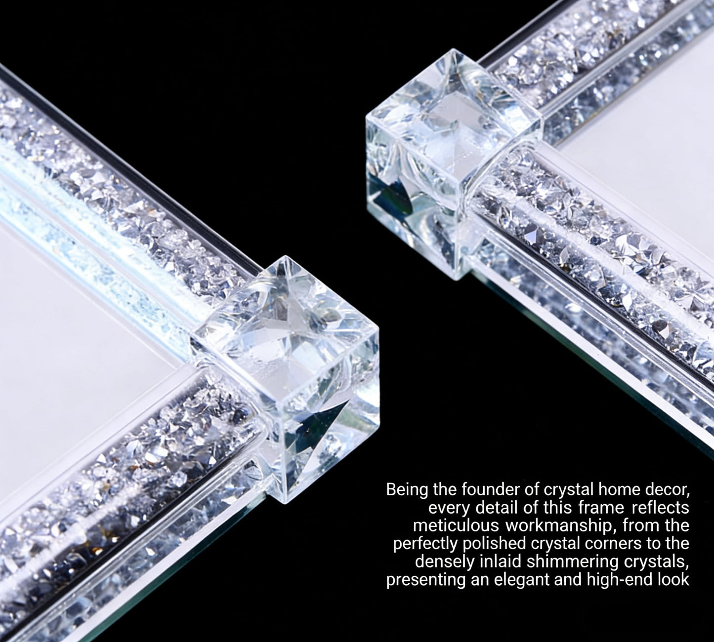Vanity Tray Luxury Glass Crystal Mirrored Decorative Tray, Sparkling Jewelry & Perfume Organizer Tray for Bathroom Vanity, Bedroom Dresser, Kitchen Counter & Party Serving(Silver, 11.8" x 8")