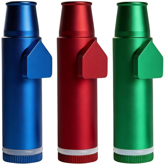 3 Pack Metal Spice Dispenser Mini Pepper Shaker OMO 2nd generation Portable Leak-Proof Storage Bottle (Blue Red Green)