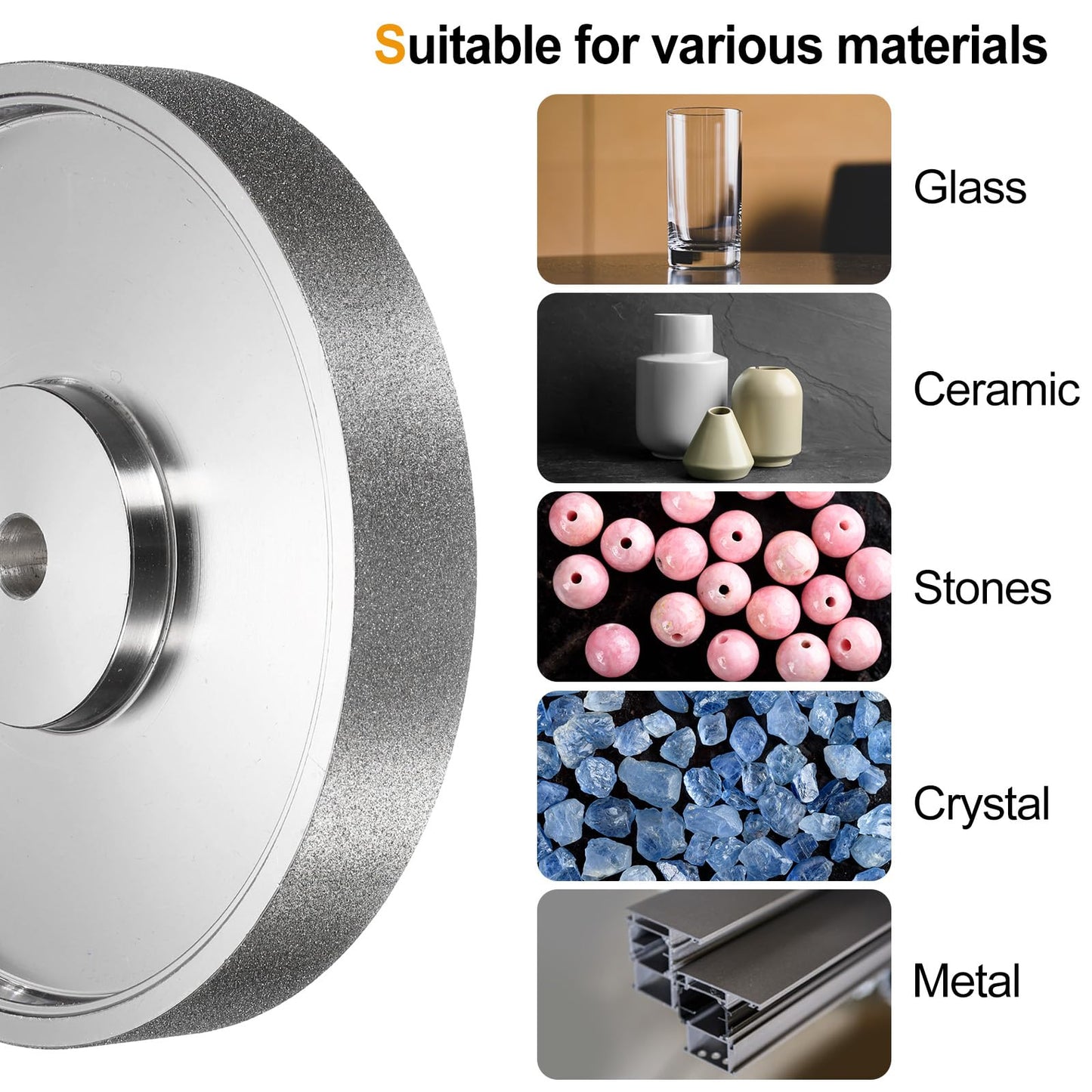 HARFINGTON Diamond Lapidary Wheel 6 Inch x 1 Inch with 1/2" Arbor Hole 120 Grit Jewelry Grinding Wheels, for Stone Marble Gem Glass Ceramics Crystal Cemented Carbide Steel
