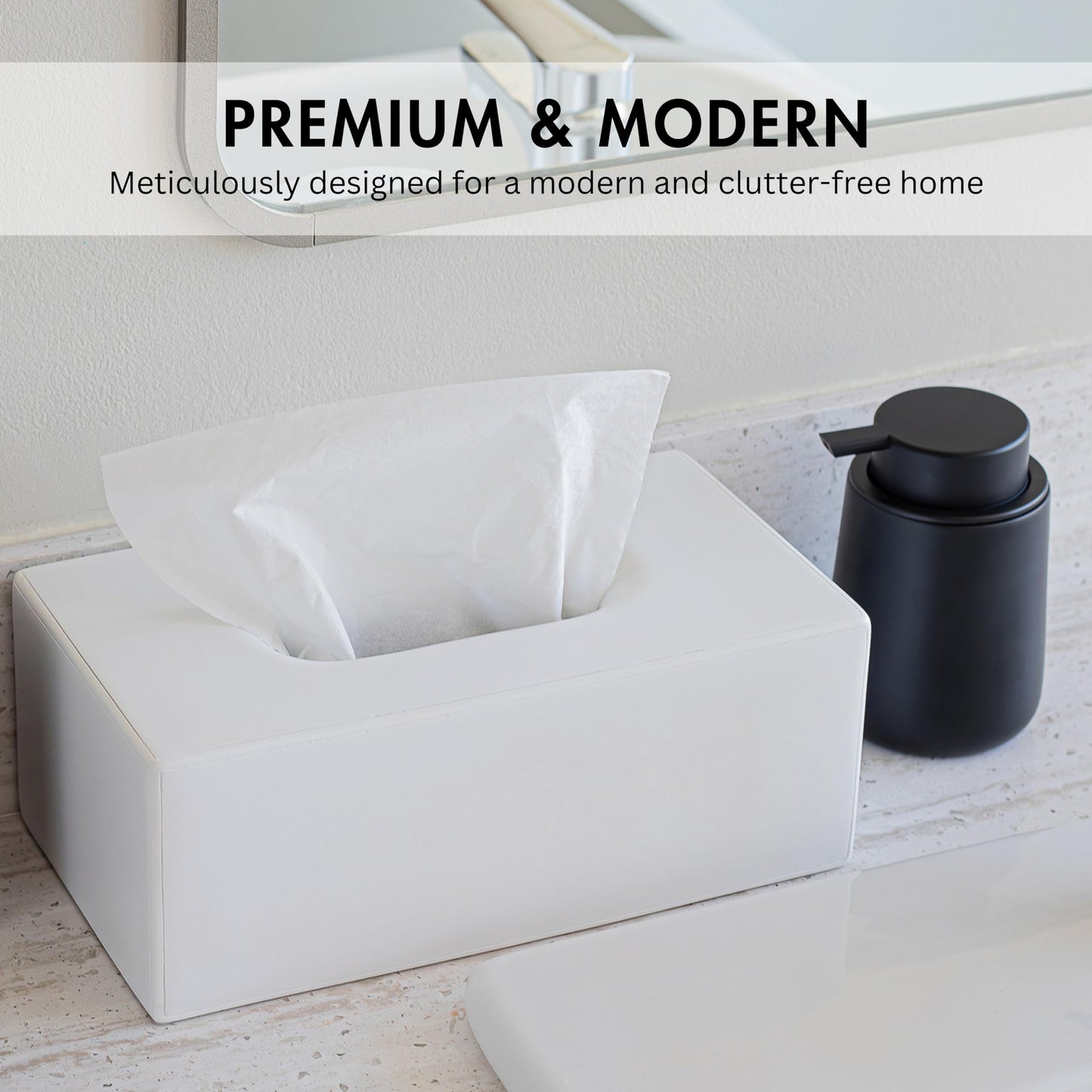 Yew Design Matte White Tissue Box Cover Rectangular, Facial Tissue Dispenser for Bathroom, Kitchen, Bedroom, Office, Hotel, Restaurant, Countertop, Nightstand, Car, and Desk