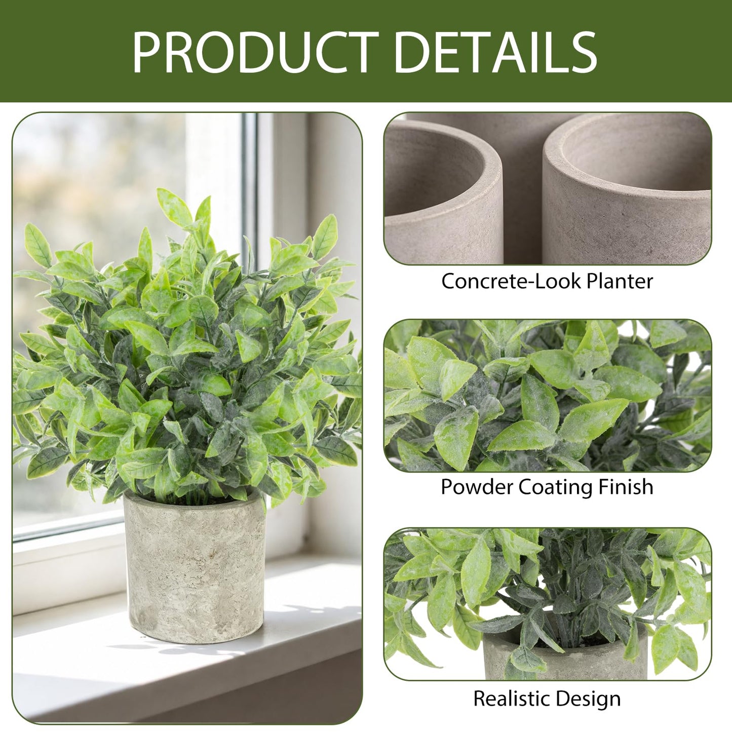 CCILAND 3 Pack Small Potted Fake Plants, Artificial Eucalyptus Plants, Lifelike Faux Frost-Hung Plants Topiaries for Home Office Shelf Desk Living Room Greenery Decor