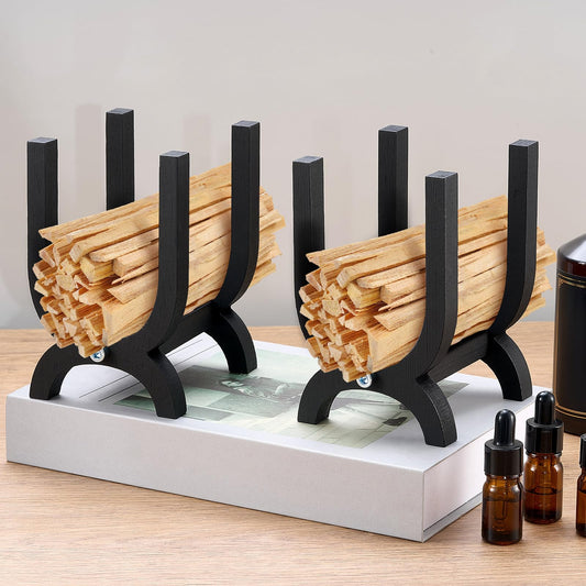 2 Pack Wooden Palo Santo Holder Incense Storage with Matches for Palo Santo Sticks Sage for Meditation Zen Rituals Spiritual Decor Yoga Mindfulness Aromatherapy, Not Include Stick