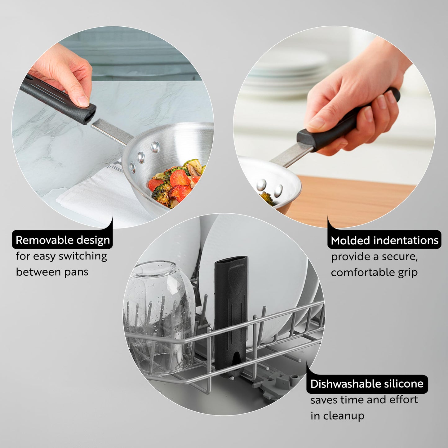 Restaurantware Silicone Hot Handle Holder - Met Lux Heat Resistant Fry Pan Sleeve, Dishwasher Safe - Non-Slip Pat Holder Sleeve Fits 10 inch &12 inch Aluminum Pans, Red