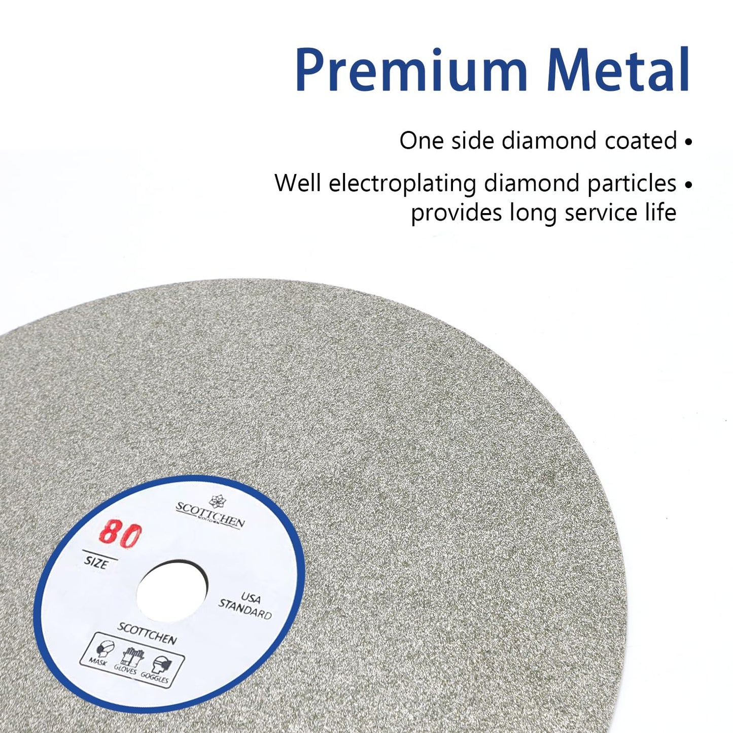 SCOTTCHEN Diamond Flat Lap Wheel 6" x 1/2" Arbor Grinding Sanding Disc Lapping Polishing Disc,80/120/240/600 Grit-4pcs