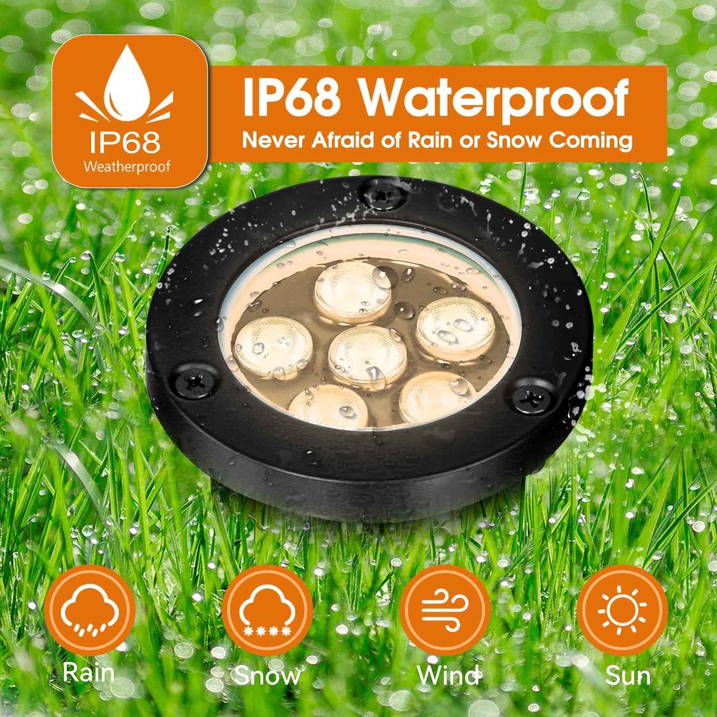 AOAXL 6W Well Lights Outdoor,110V 120V Landscaping Lights IP68 Waterproof 2700k Warm White Outdoor In-Ground Lights for Yard, Garden Patio, 8 Pack