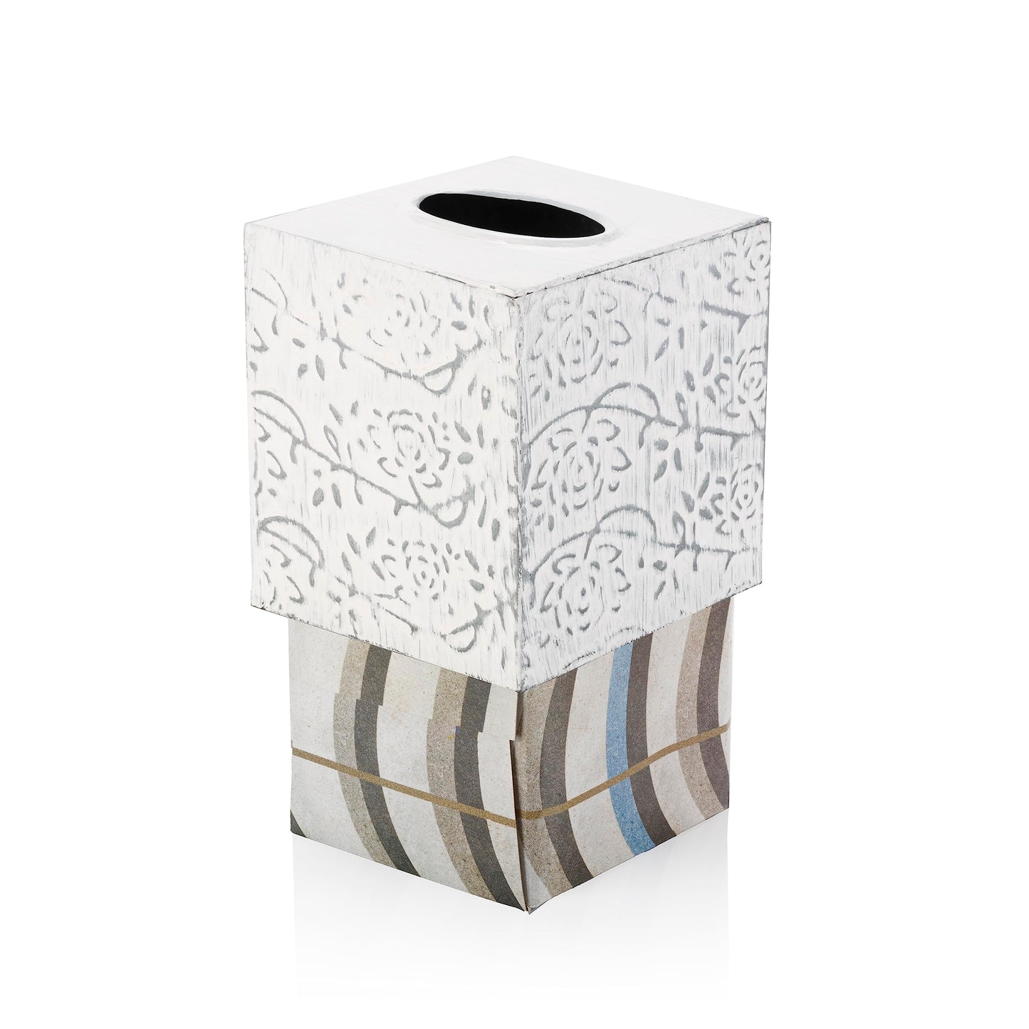 Country Chic Modern Farmhouse Tissue Box Holder, Decorative Metal Tissue Cover, Rustic Square White Style