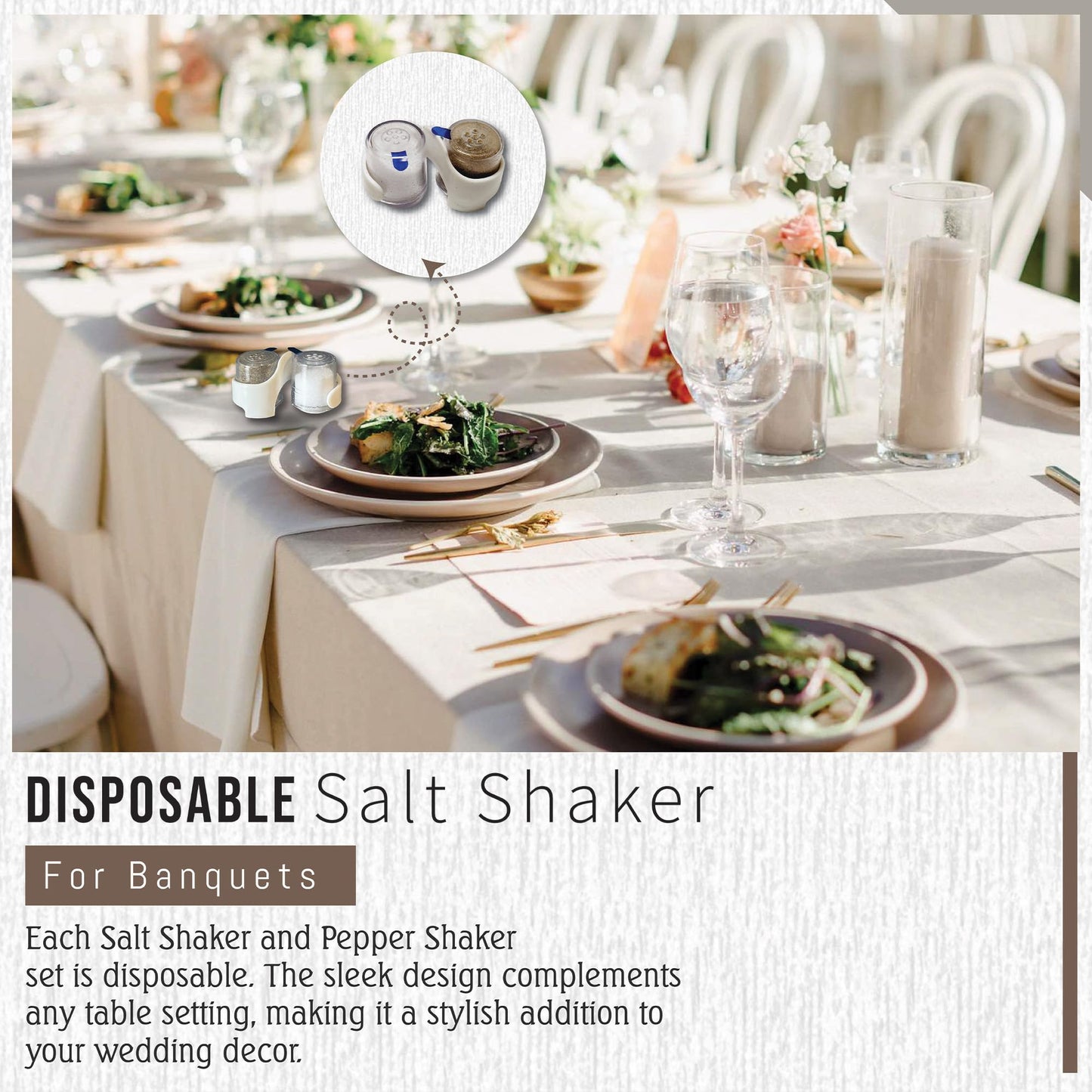 Global Basics Bulk MINI PREFILLED Salt & Pepper Shaker Sets | 50 Pairs of Personal-Sized, Prefilled, Disposable Salt & Pepper Shakers (50)