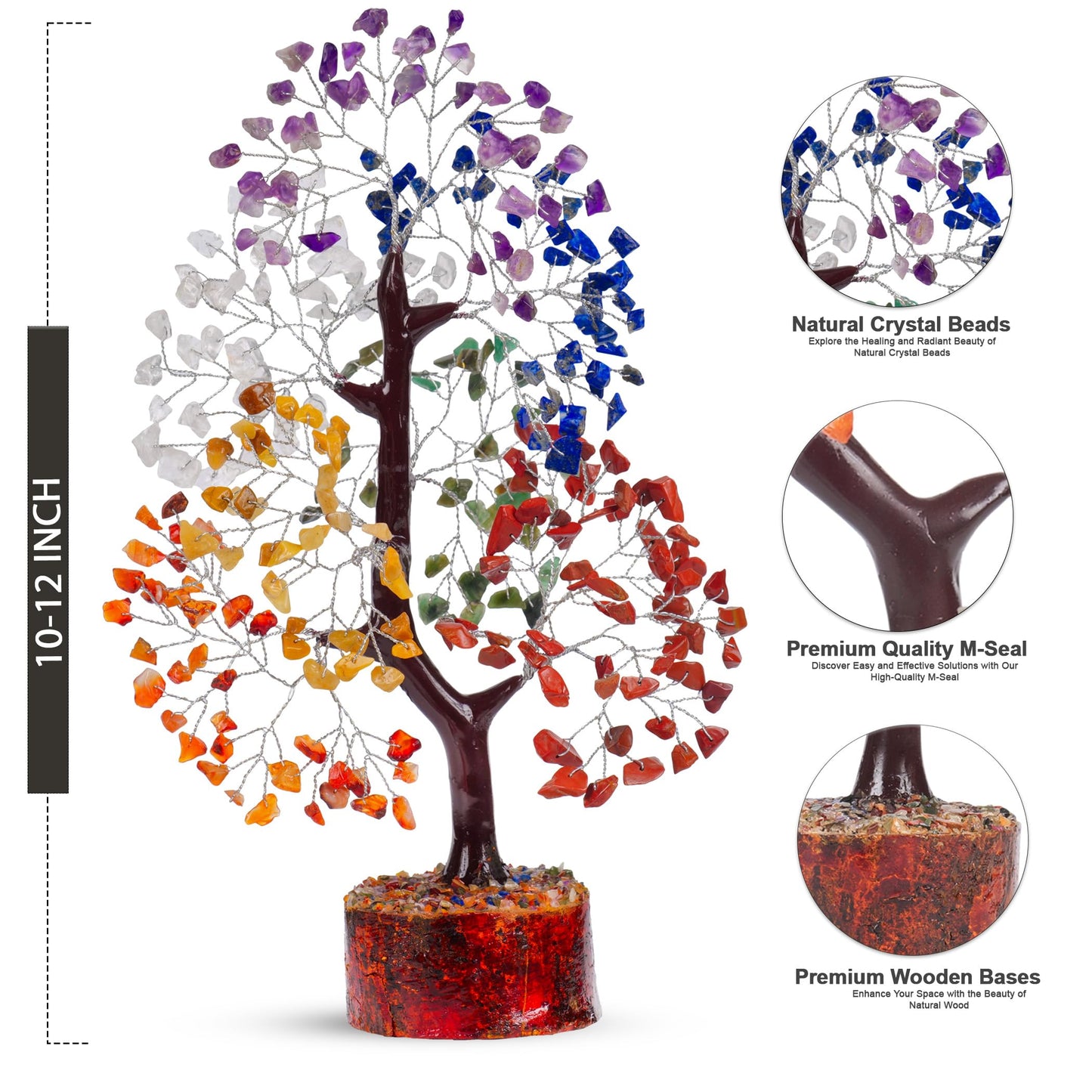 YUVDIPR Chakra Crystal Tree - Handmade Healing Crystal Tree with 7 Chakra Stones - Decorative Trees of Life for Meditation, Feng Shui, and Home Decor - Unique Birthday Gifts for Women
