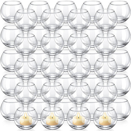 Ziliny 48 Pcs Clear Glass Votive Candle Holders Bulk Tealight Candle Holders Wedding Table Centerpiece Decor Vase for Wedding Bridal Shower Party Decoration