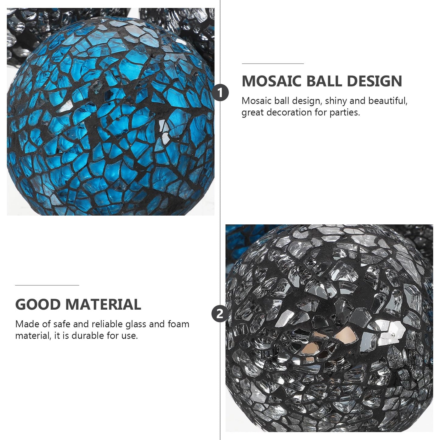 BESPORTBLE 4Pcs Mosaic Decorative Sphere Balls 2.36 Inch Tabletop Ornament Set for Wedding Centerpiece Home Decor and Desktop Accessories