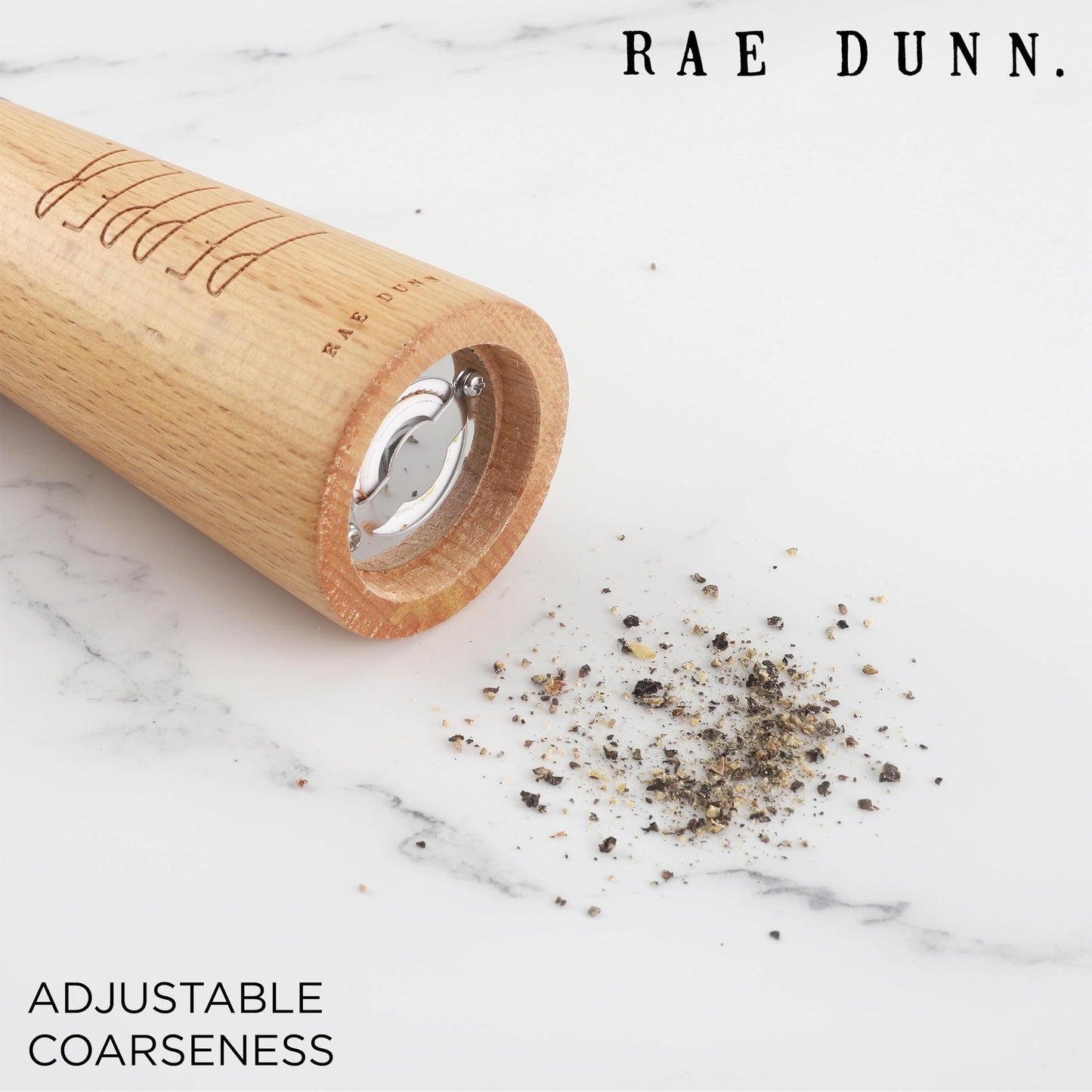 Rae Dunn Salt and Pepper Grinder Set of 2 - Bamboo Sea Salt Pepper Grinder - Classy Salt and Pepper Shakers - Pepper Mill & Salt Mill, Gray