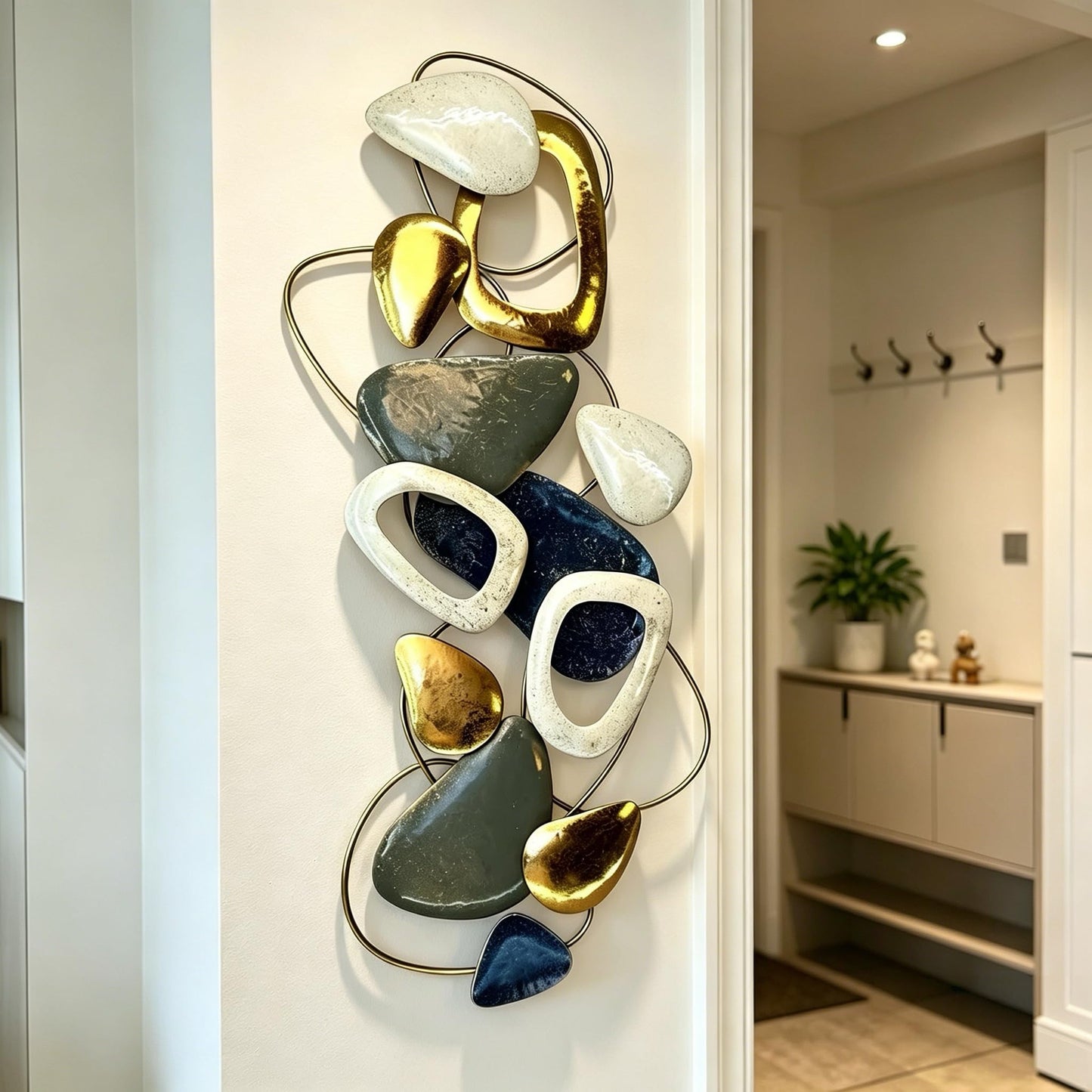 Roivikis Large Metal Wall Art Decor, 3D Abstract Stone-inspired Handcrafted Modern Wall Sculptures for Living Room, Bedroom, Entryway 59" x 24"