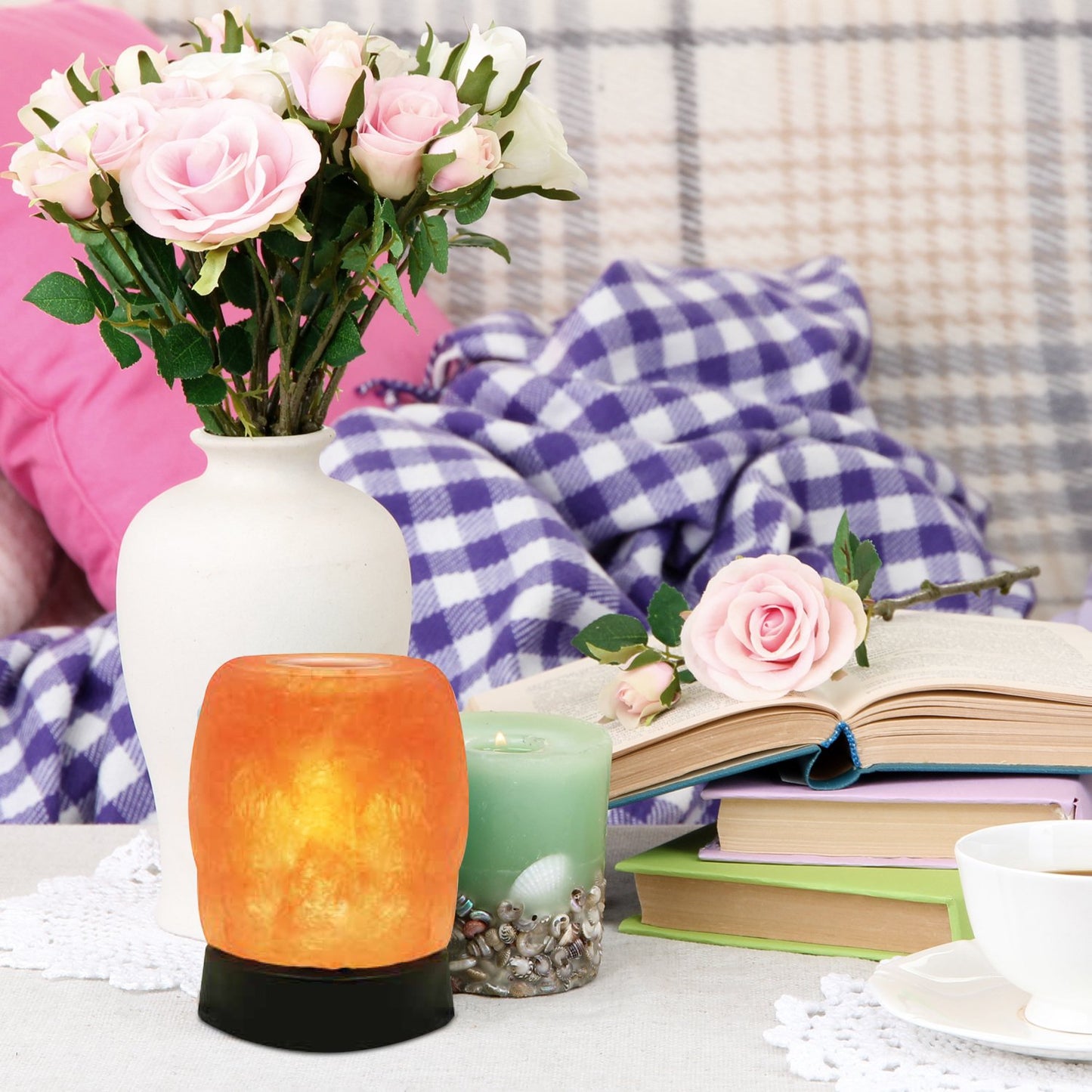 Himalayan Glow Natural Aroma Therapy USB Salt Lamp with Plastic Base,Pink Salt Night Light