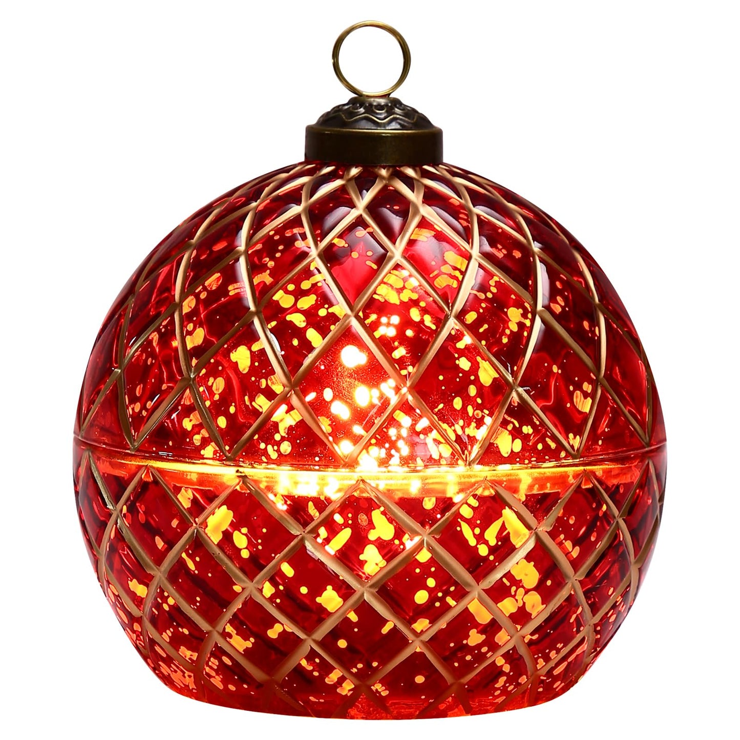 Birthday Glass Flameless LED Candles Wedding Decorative Light Birthday Gift for Her,Battery Operated Flickering Electric LED Ball Candles,Jar Candle for Home Party with Glass Cover Gifts for Wife(Red)