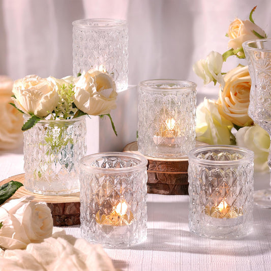 TripodBird 36 Pcs Clear Votive Candle Holders, Glass Candle Holders for Wedding Table Decorations, Tea Light Candle Holder, Candle Votives for Baby Shower Christmas Party Table Decor, Home Decor